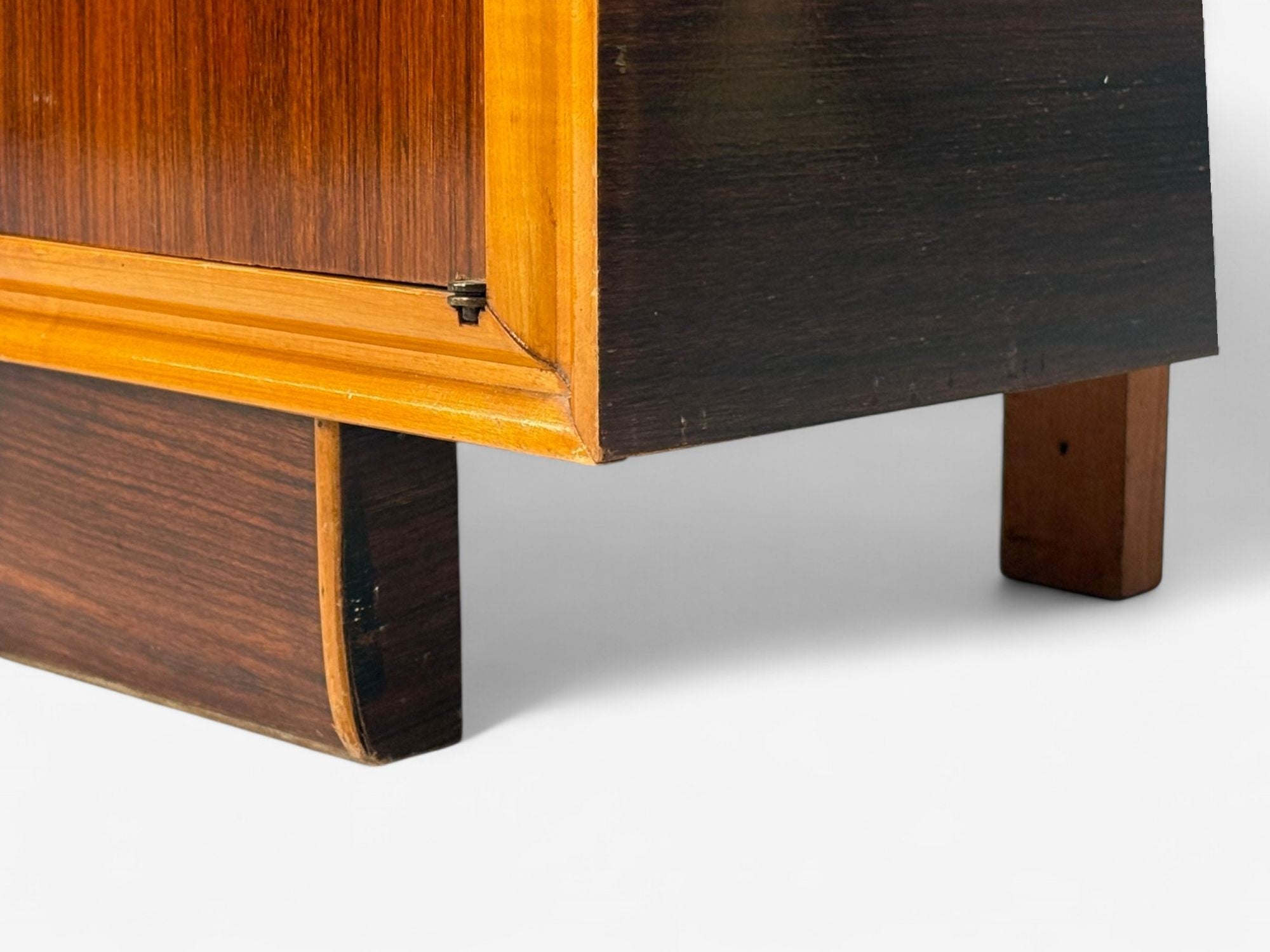 Italian Modern, Wood, Brass, Glass, Nightstands, Italy, 1950s
