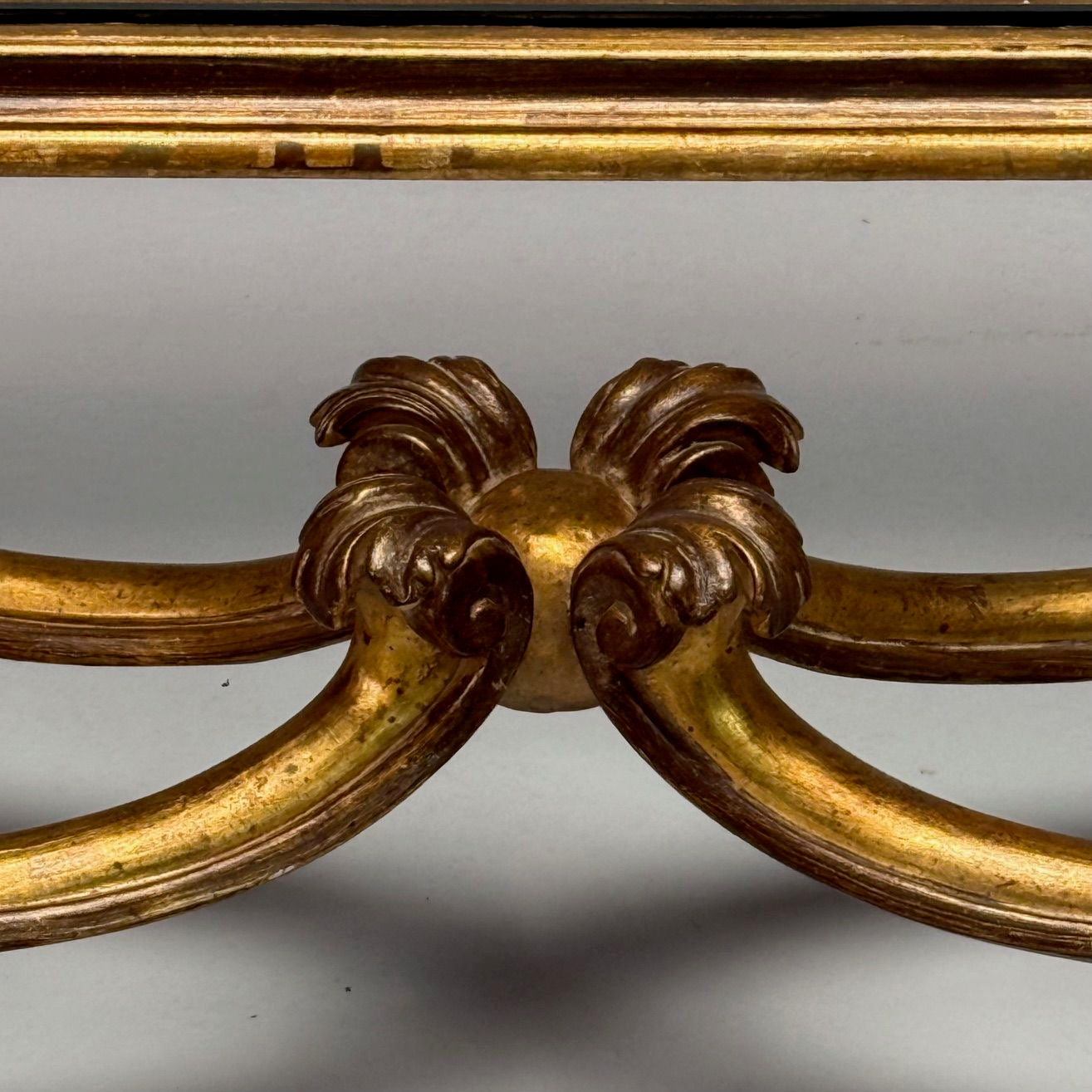 Hollywood Regency, Coffee Table, Gilt Wood, Gold Leaf, Glass, Italy, 1960s