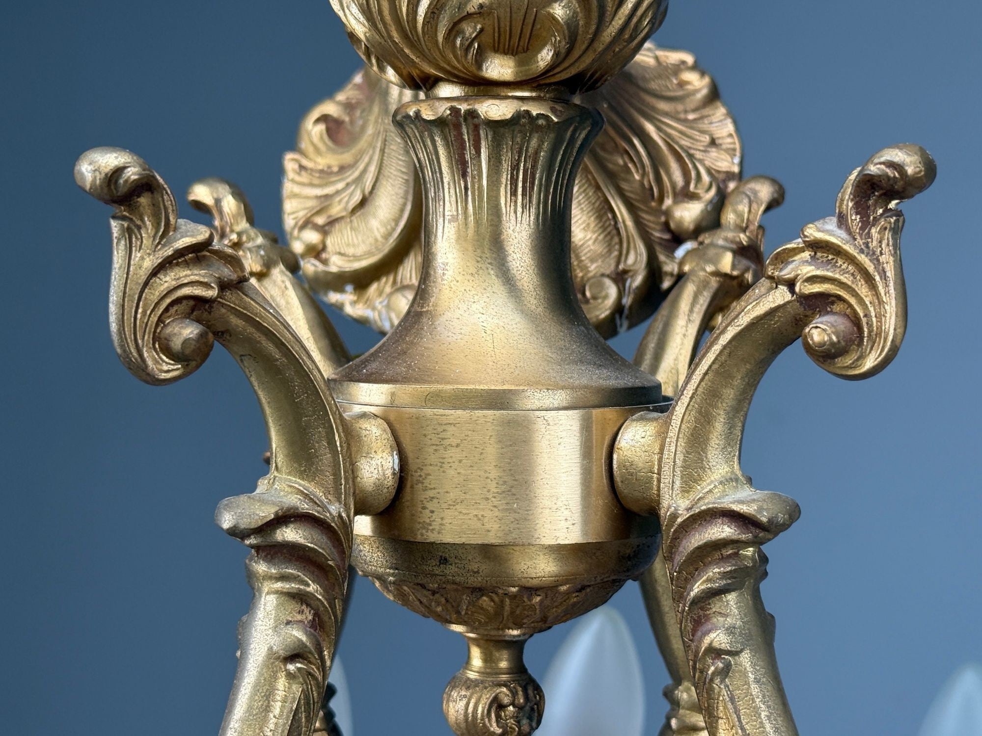Baroque, Scroll Form Chandelier, Dore Bronze, France, 19th/20th Century