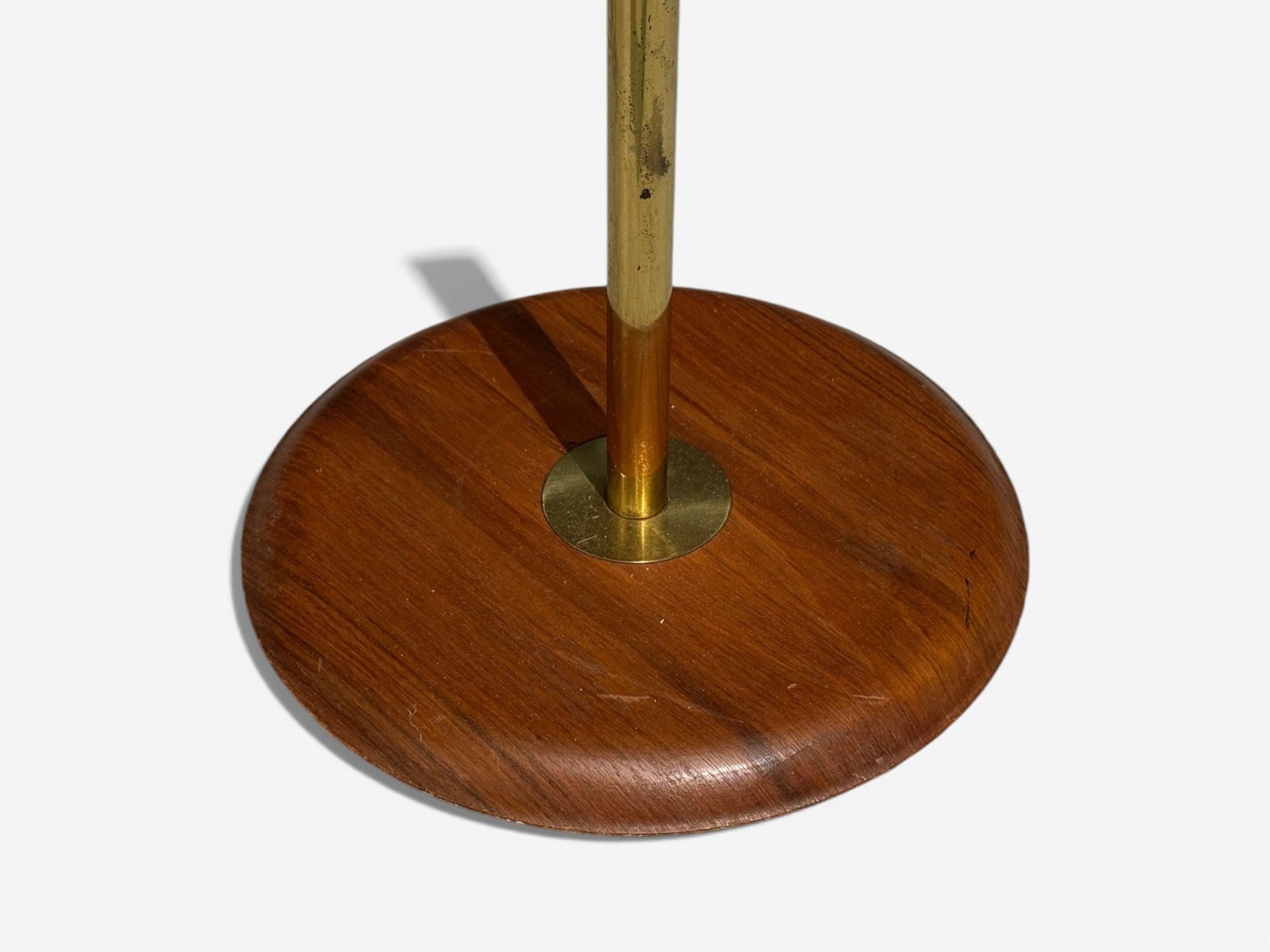 Swedish Modern, Adjustable Floor Lamp, Wood, Metal, Fabric, Sweden, 1950s