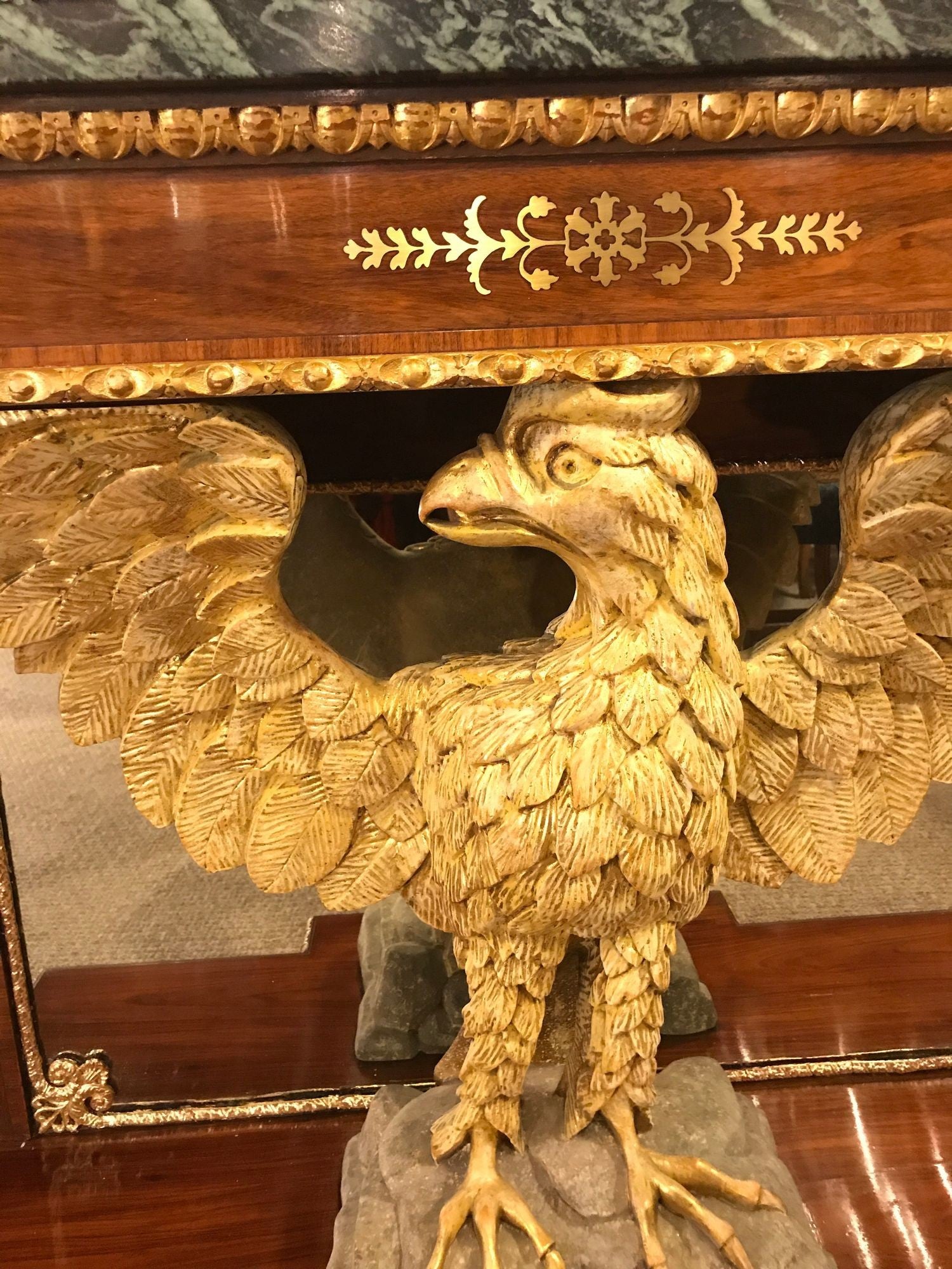 Pair of Monumental Federal Style Console Table with Carved Opposing Eagles