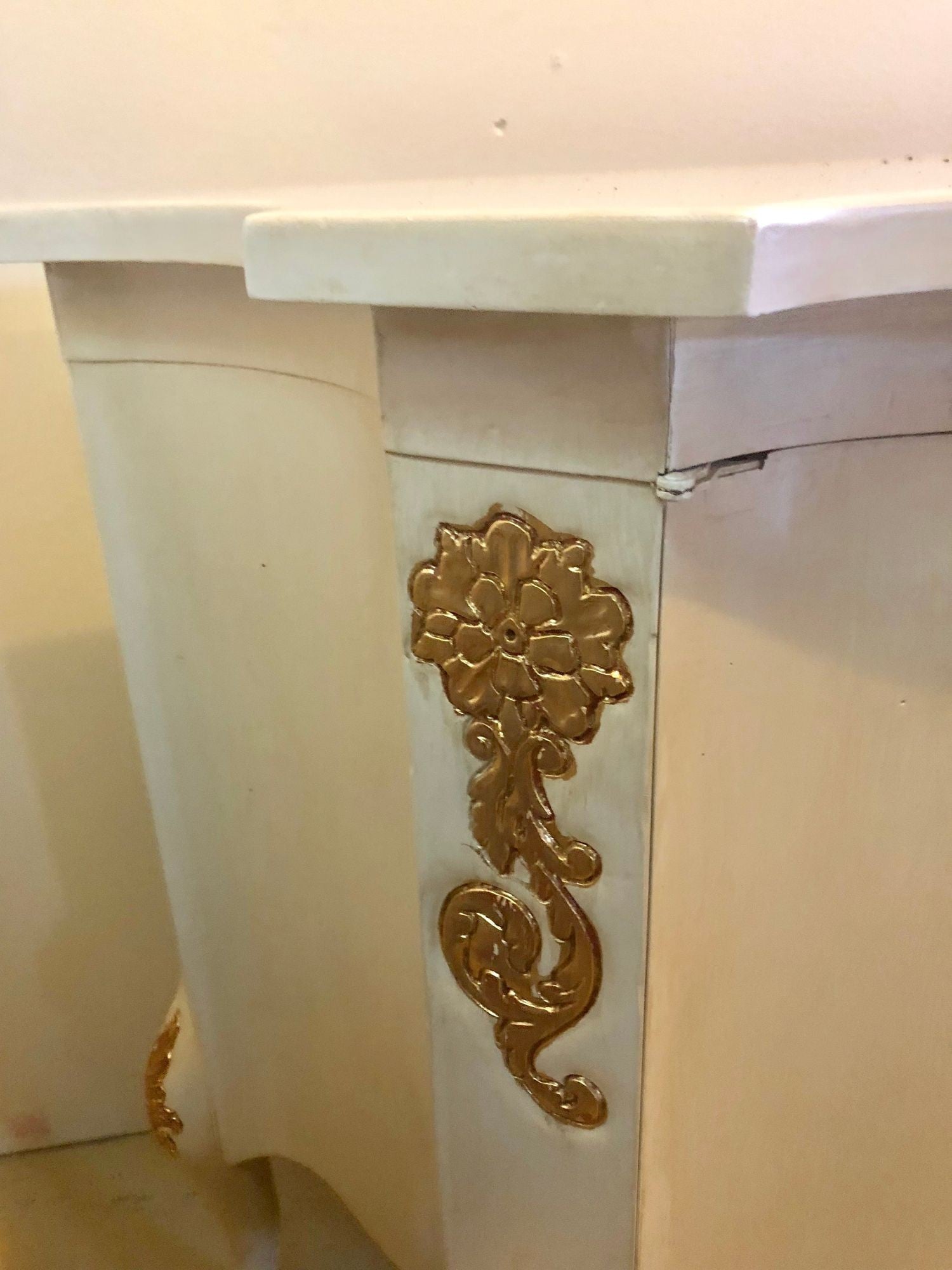 Louis XV Style Parcel-Gilt and Paint Decorated Two-Door Cabinet Server Sideboard