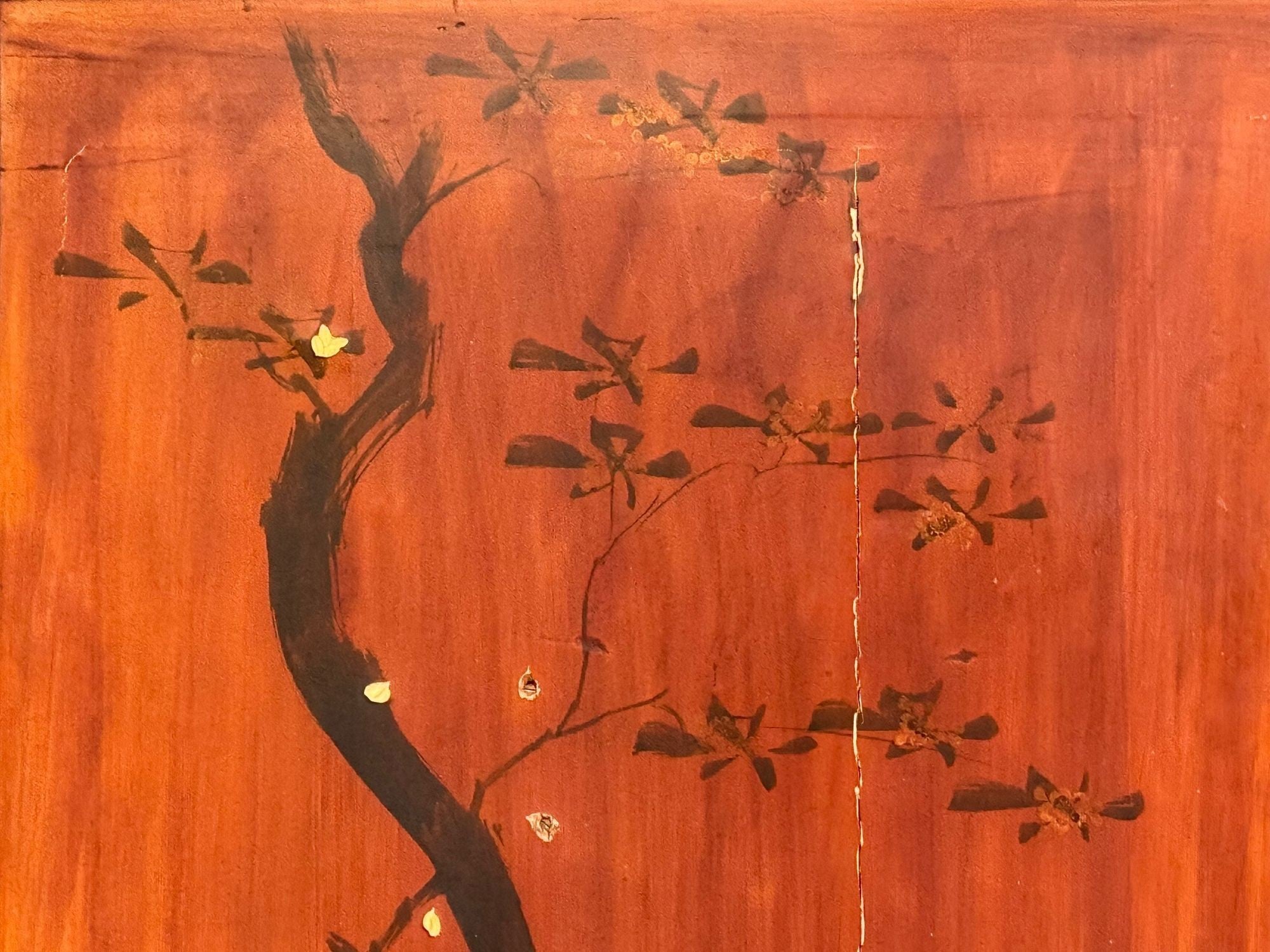 Shibayama Art, Meiji Era, Ebonized Wood, Lacquer, Two Panel Screen, Japan, 1890s