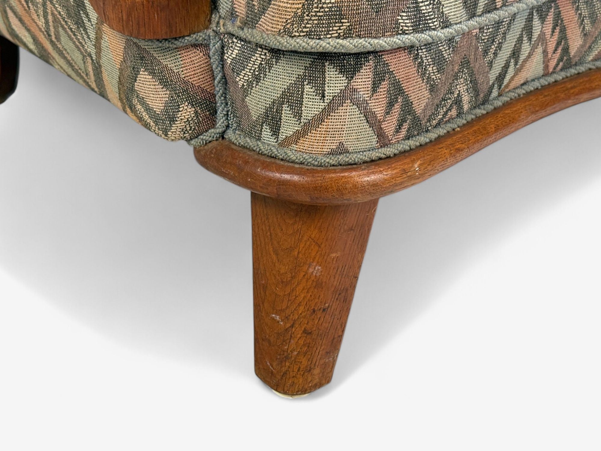 Swedish Art Deco, Stained Wood, Fabric, Organic Lounge Chairs, Sweden, 1970s