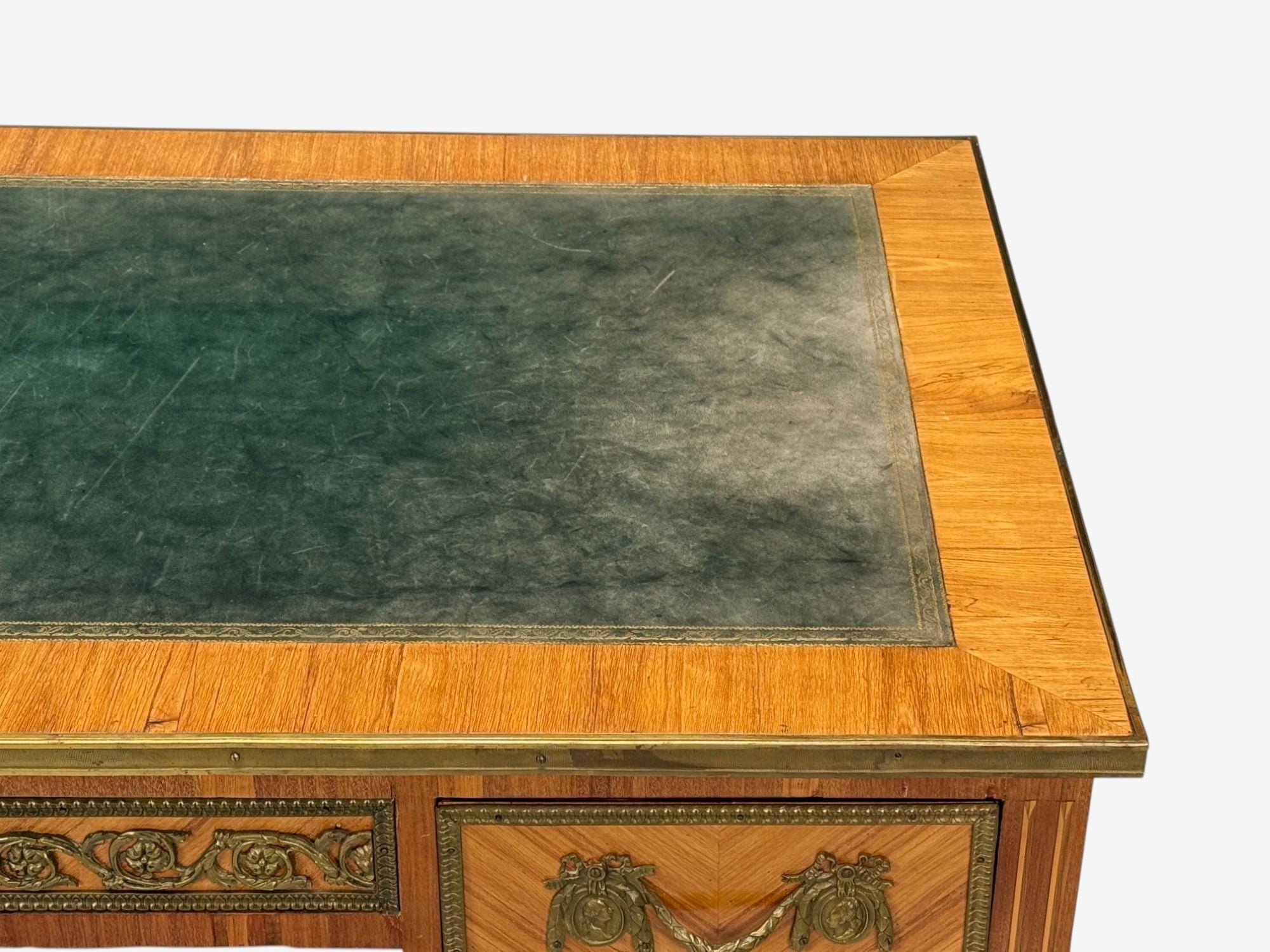 Louis XVI Style, Marquetry, Leather, Writing Desk, France, 19th.