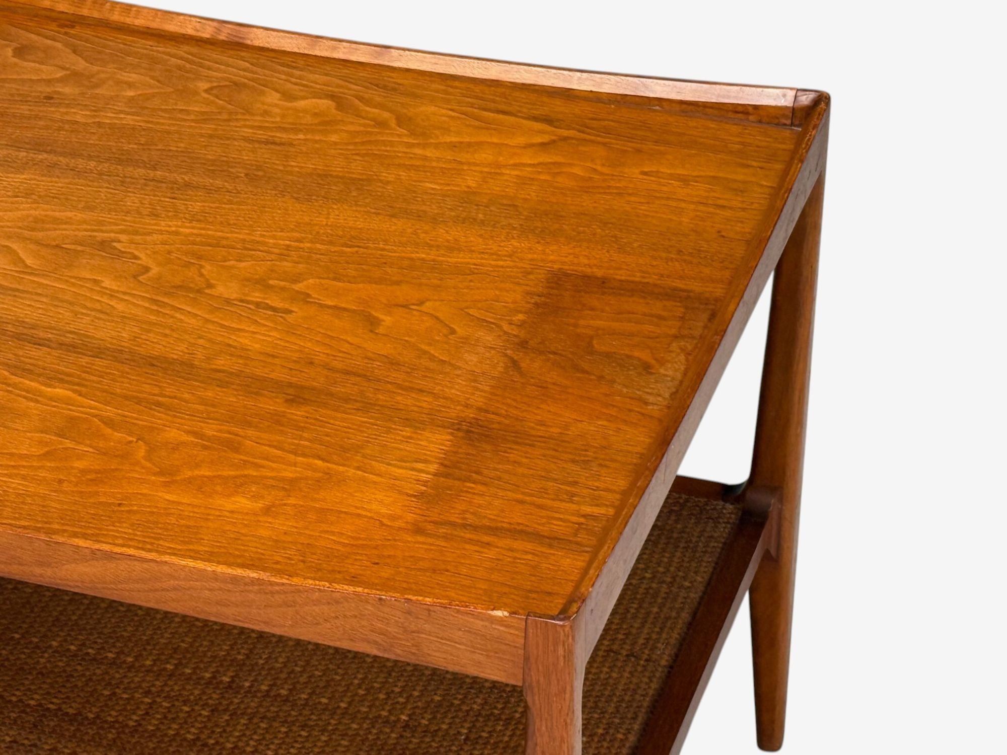 Heritage, American Modern, Walnut, Cane, End Tables, USA, 1960s
