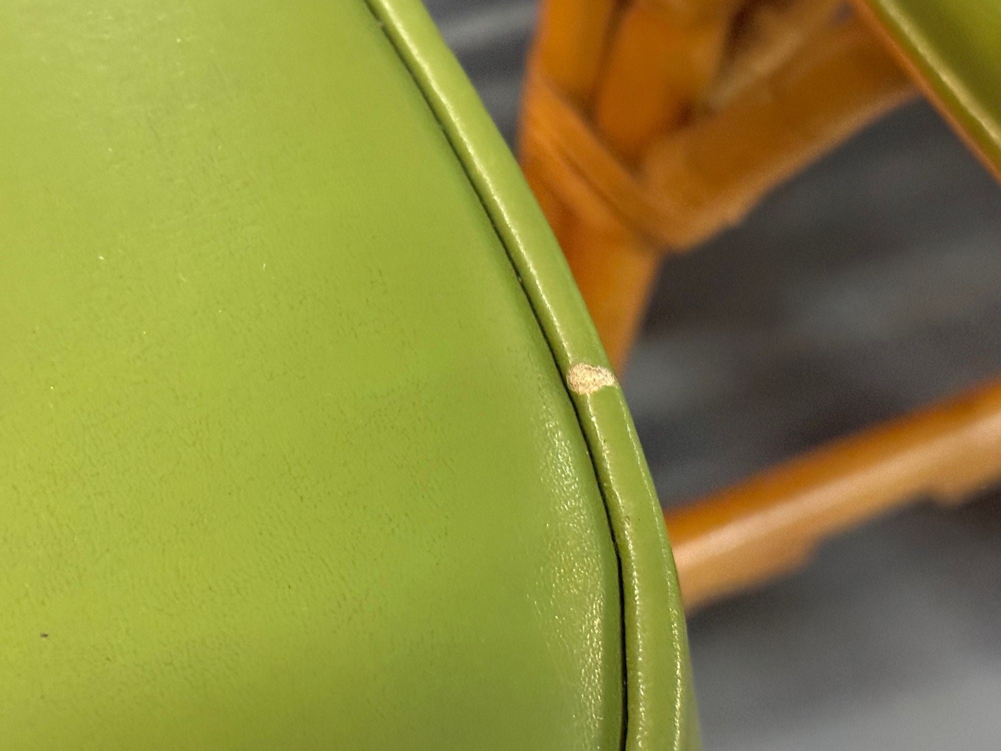 Dutch Modern, Bamboo, Green Leather, Five Barstools, Netherlands, 1970s