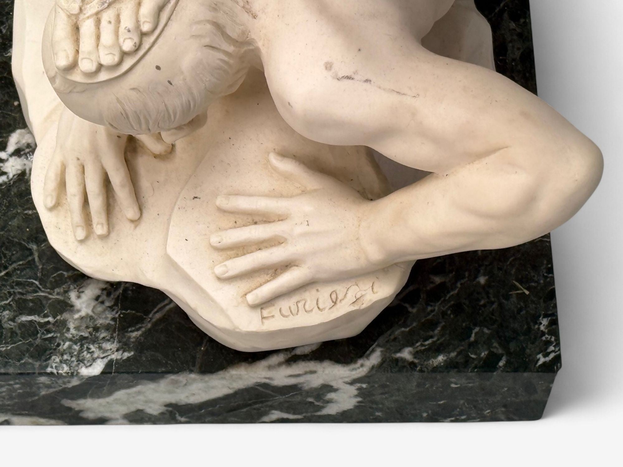 Statue of Saint Michael the Archangel, Composite, Marble Base, Italy, 20th c.