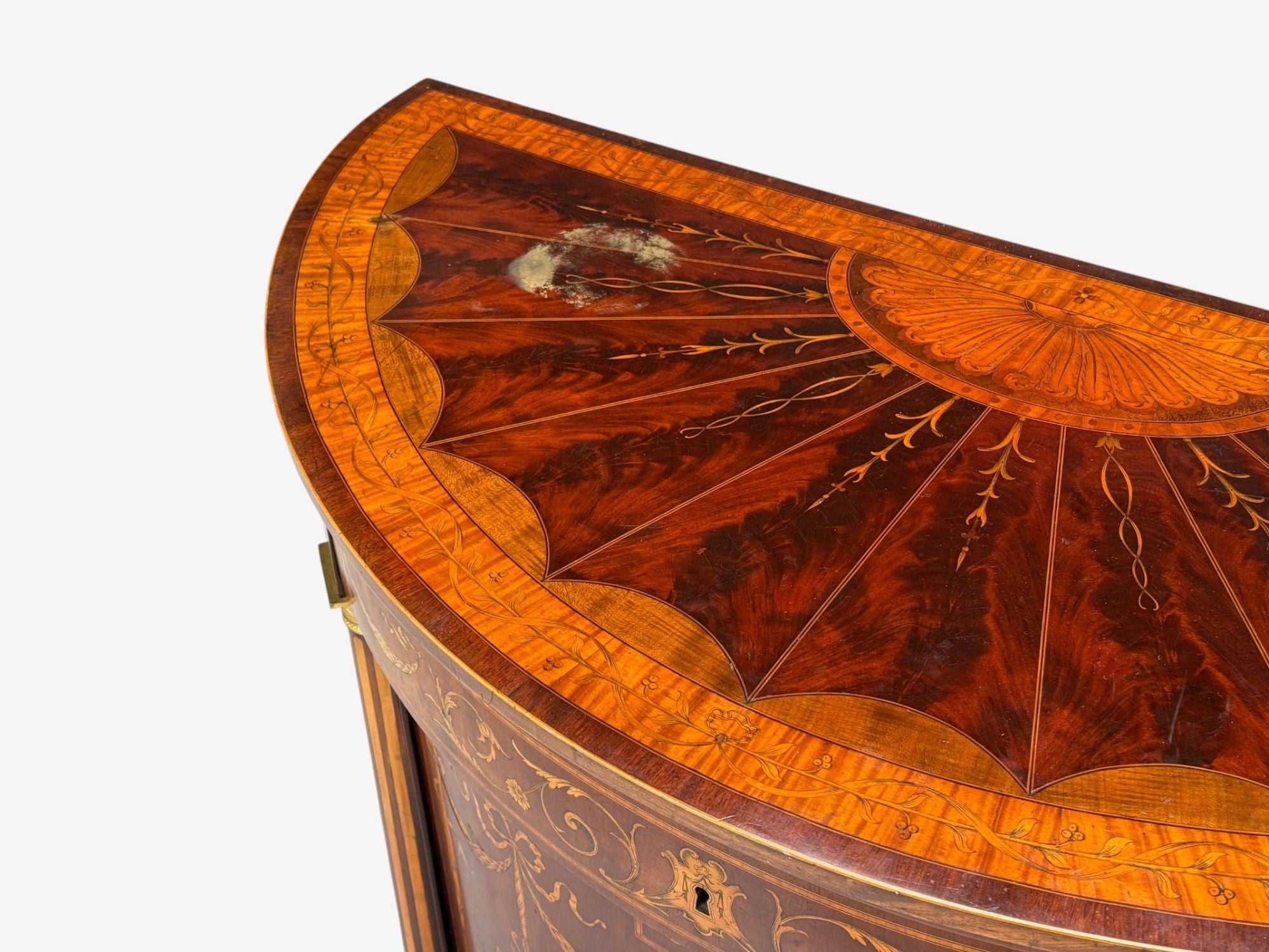 Italian Neoclassical, Marquetry, Satinwood, Demilune Chests, Italy, 19th c.