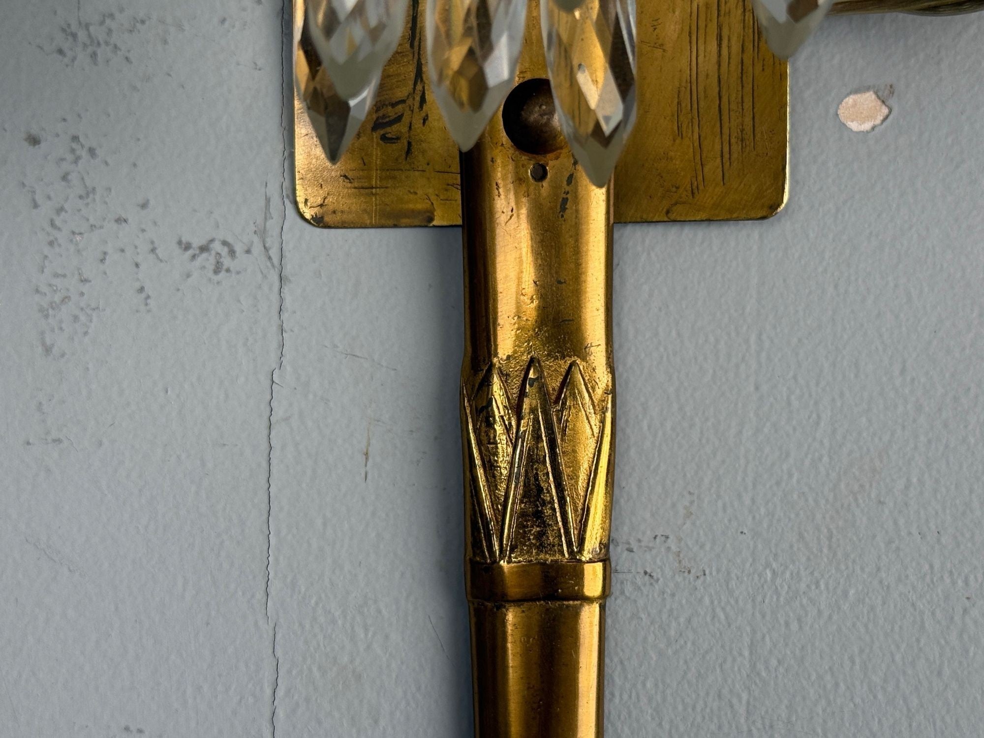 Maison Jansen, Feather Form Wall Sconces, Crystal, Bronze, France, 1940s