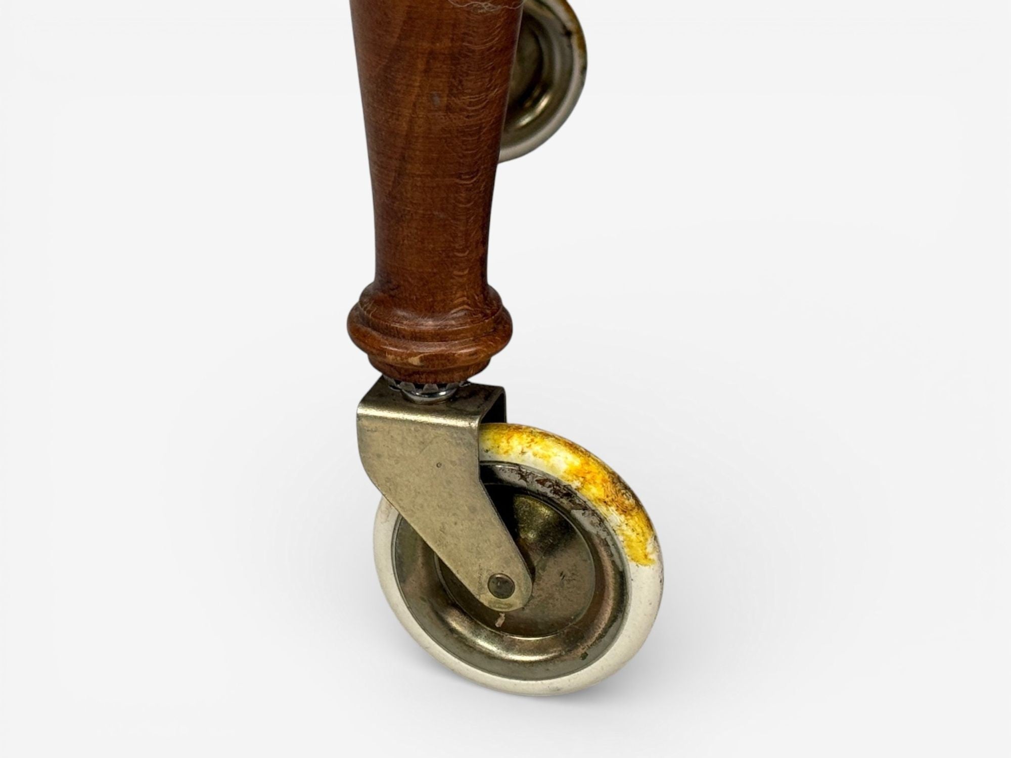 Swedish Modern, Rolling Bar Cart, Wood, Brass, Sweden, 1970s