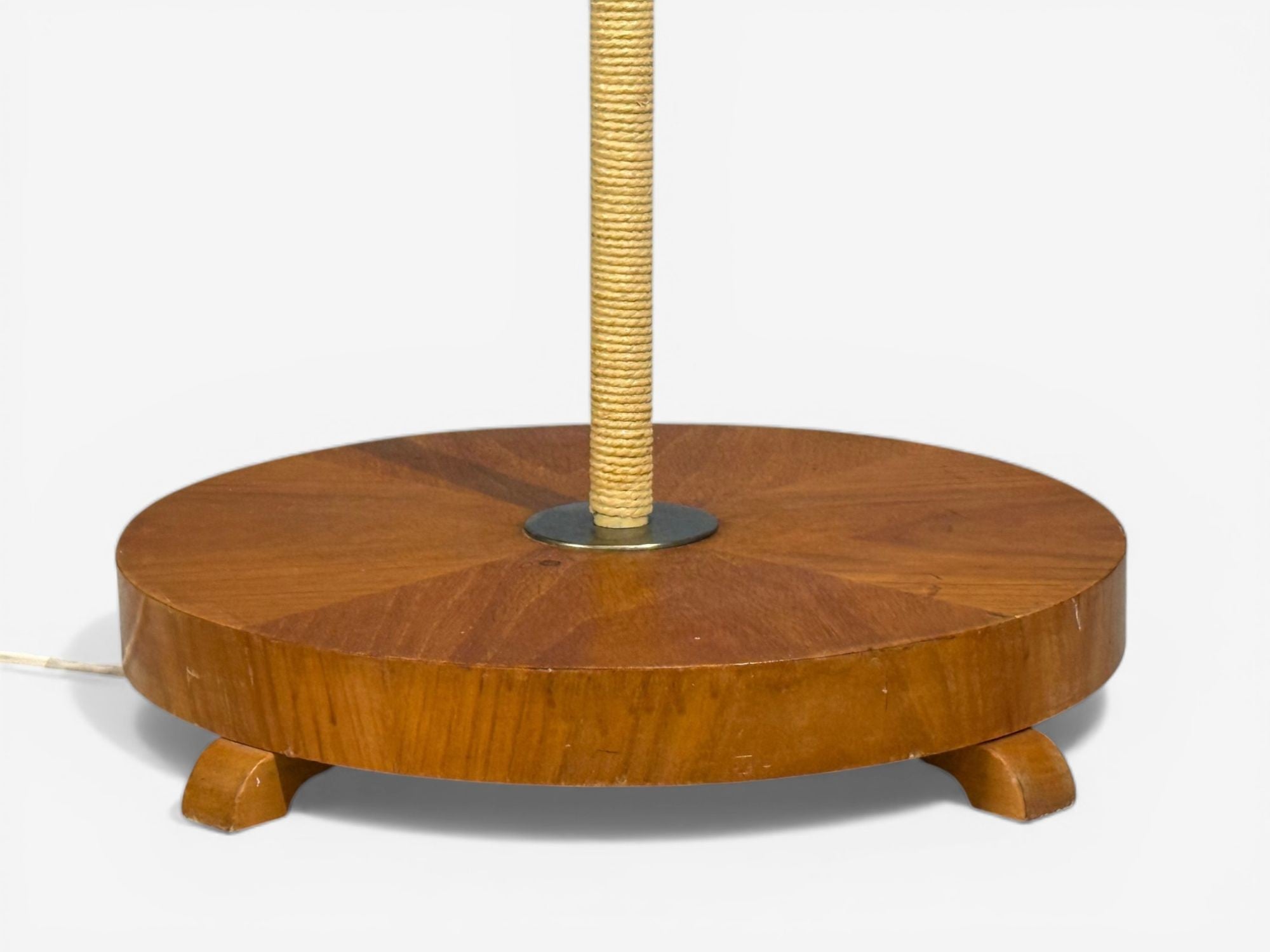 Swedish Modern, Organic Floor Lamp, Cord, Wood, Sweden, 1940s