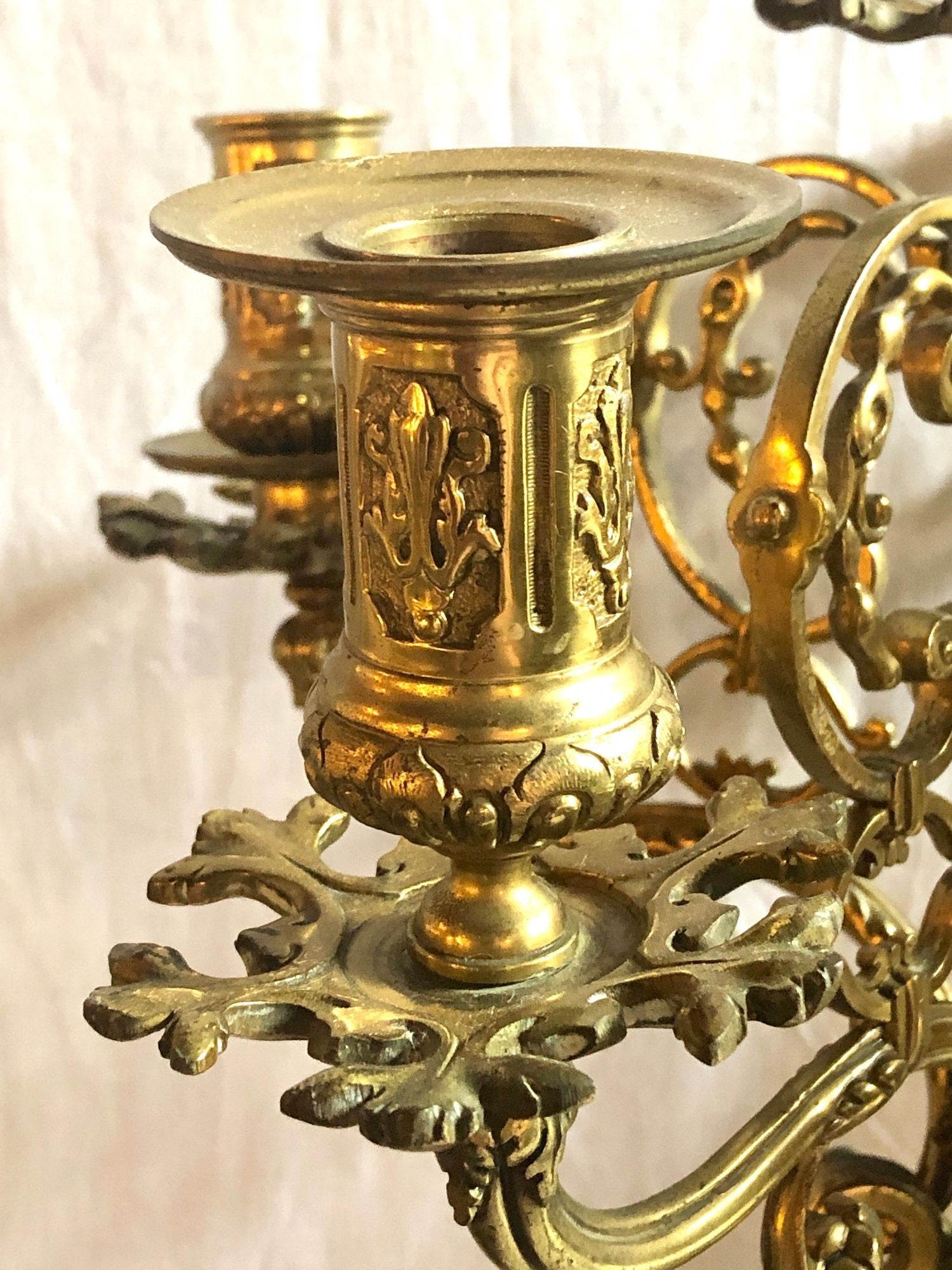 19th Century Gothic Style J.E. Caldwell Gilt Bronze Clock Garniture Set
