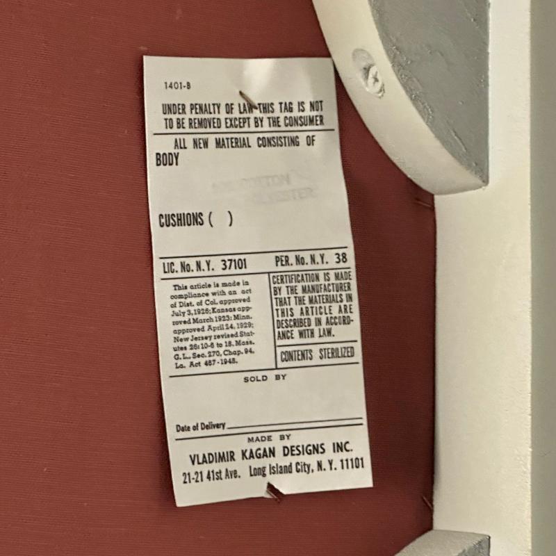 Vladimir Kagan Mid-Century Modern, Six Eva Dining Chairs, Lacquer, Maroon Fabric