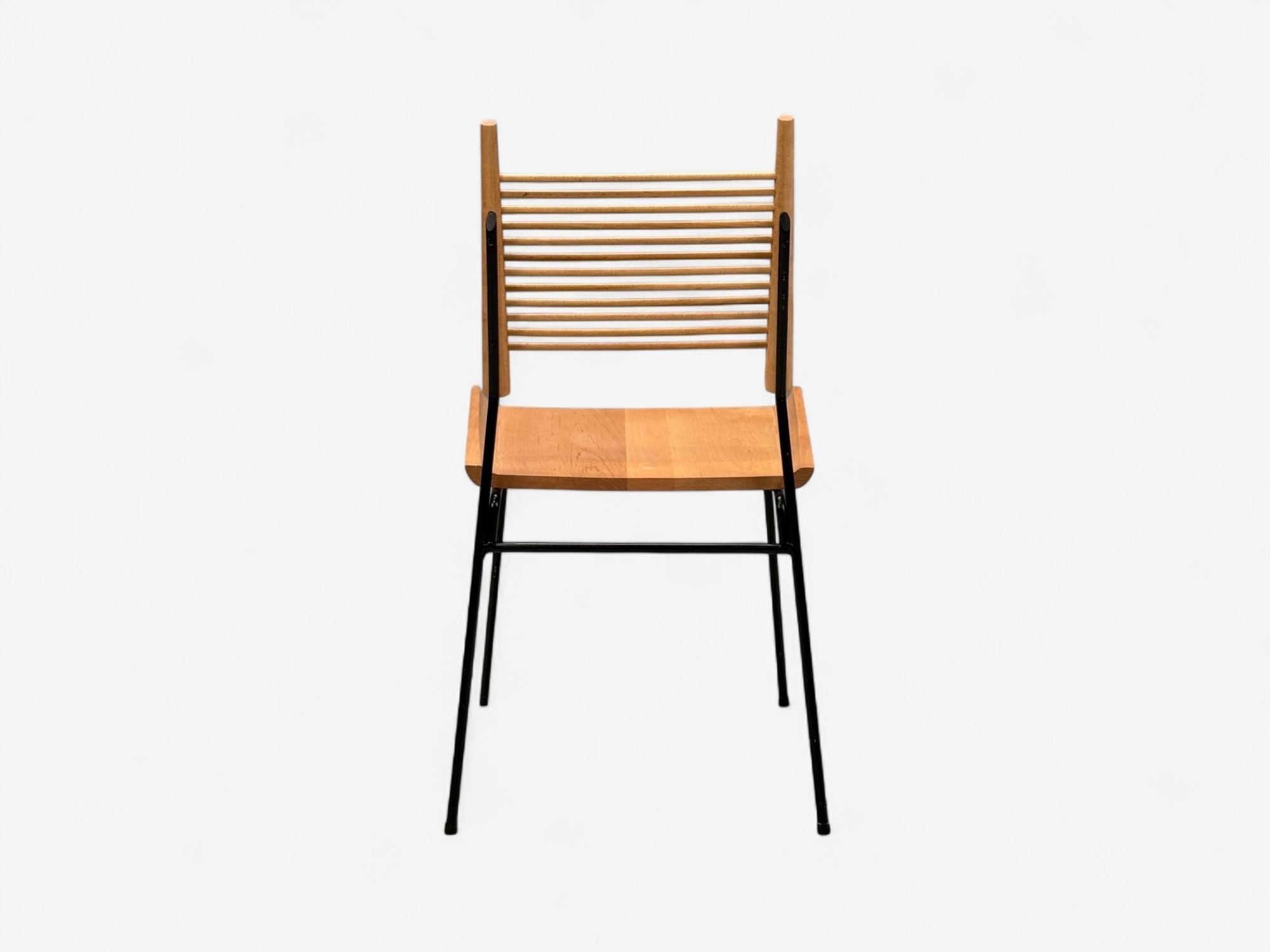 Paul McCobb, Maple, Lacquered Iron, Shovel Dining Chairs, USA, 1950s