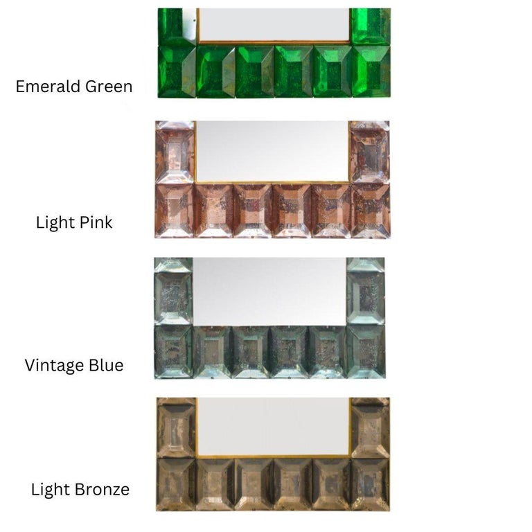 Contemporary, Wall Mirrors, Bronze Faceted Square Murano Glass, Italy, 21st C.