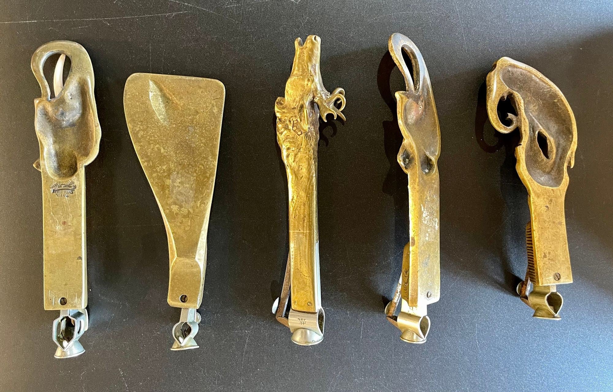 Collection of 5 Antique Metal Cigar Cutters Deer and Elephants