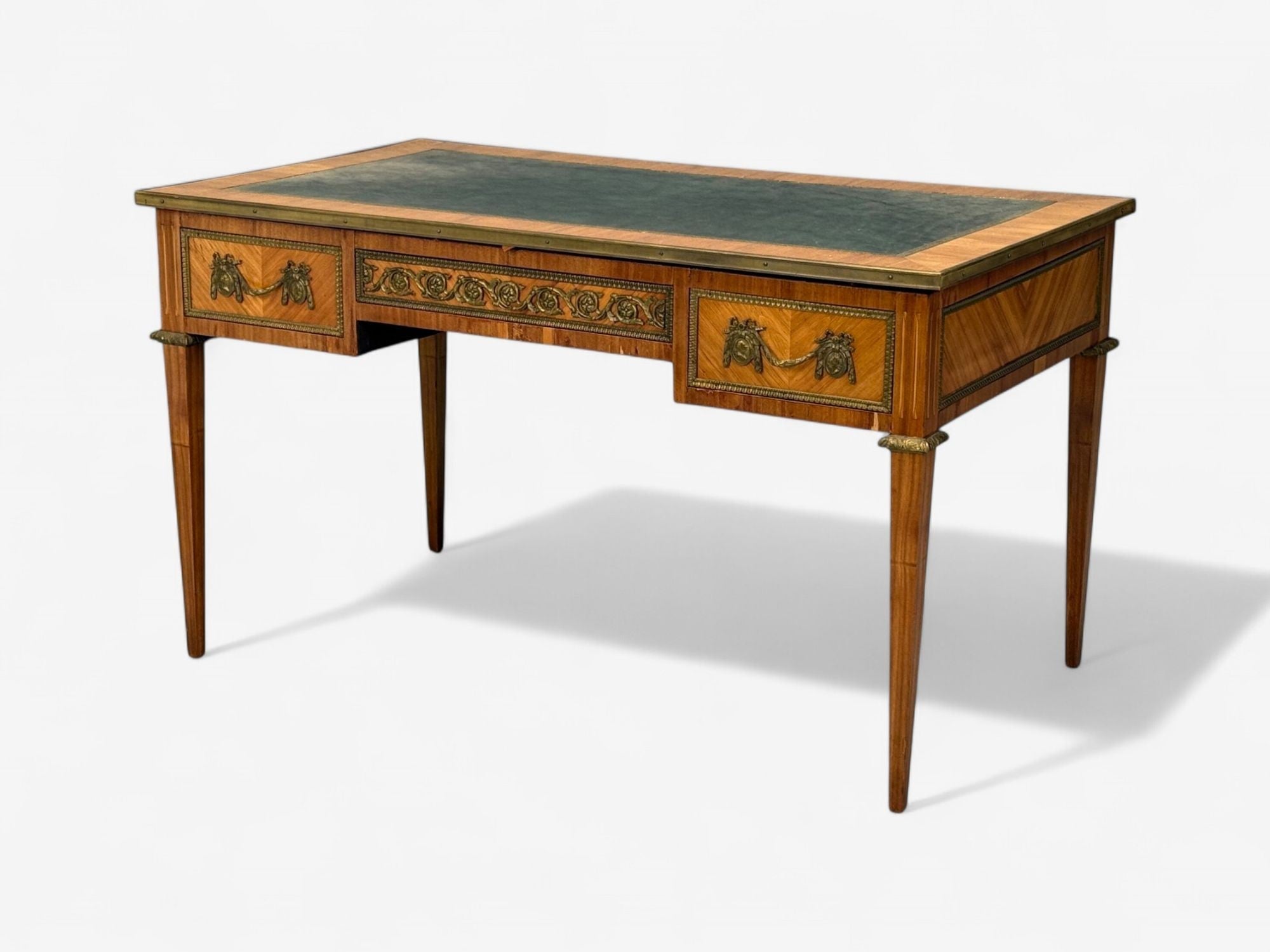 Louis XVI Style, Marquetry, Leather, Writing Desk, France, 19th.