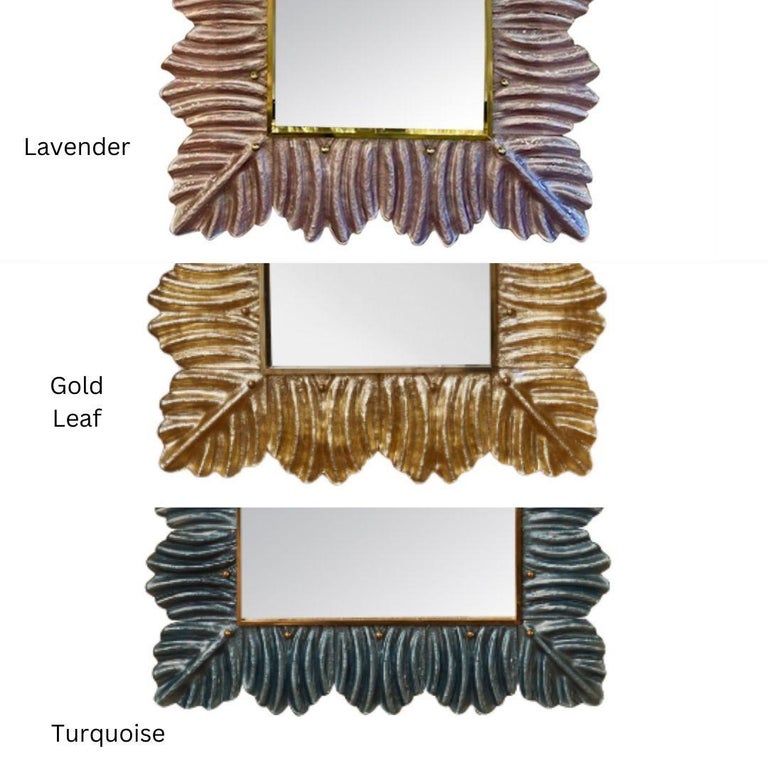 Contemporary, Leaf Motif, Murano Glass, Silver Gilt, Wall Mirrors, Italy, 21st C.