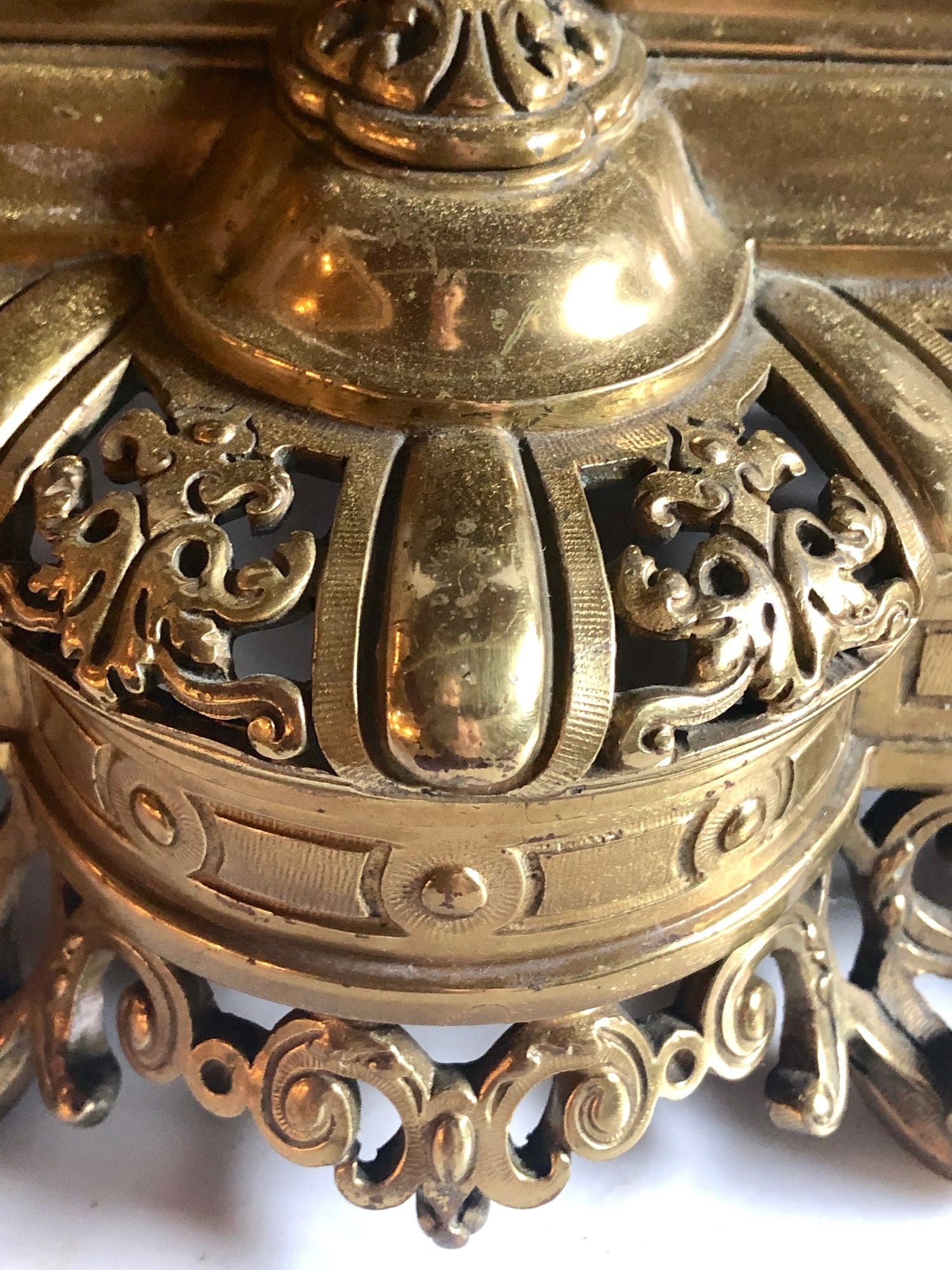 19th Century Gothic Style J.E. Caldwell Gilt Bronze Clock Garniture Set