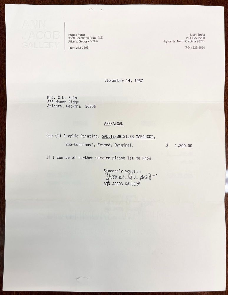 Sallie Whistler Marcucci Abstract Painting Titled "Subconscious"