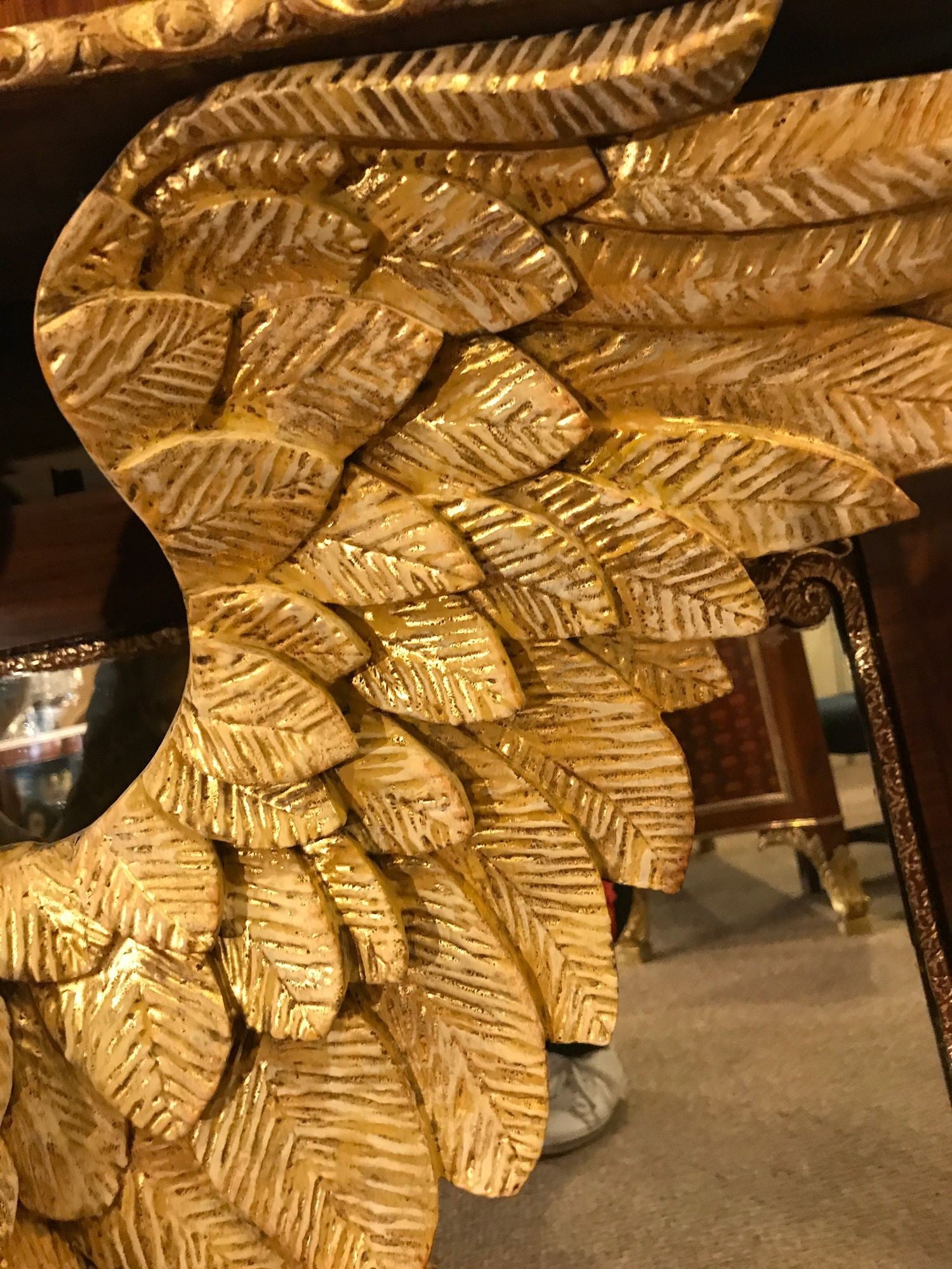 Pair of Monumental Federal Style Console Table with Carved Opposing Eagles