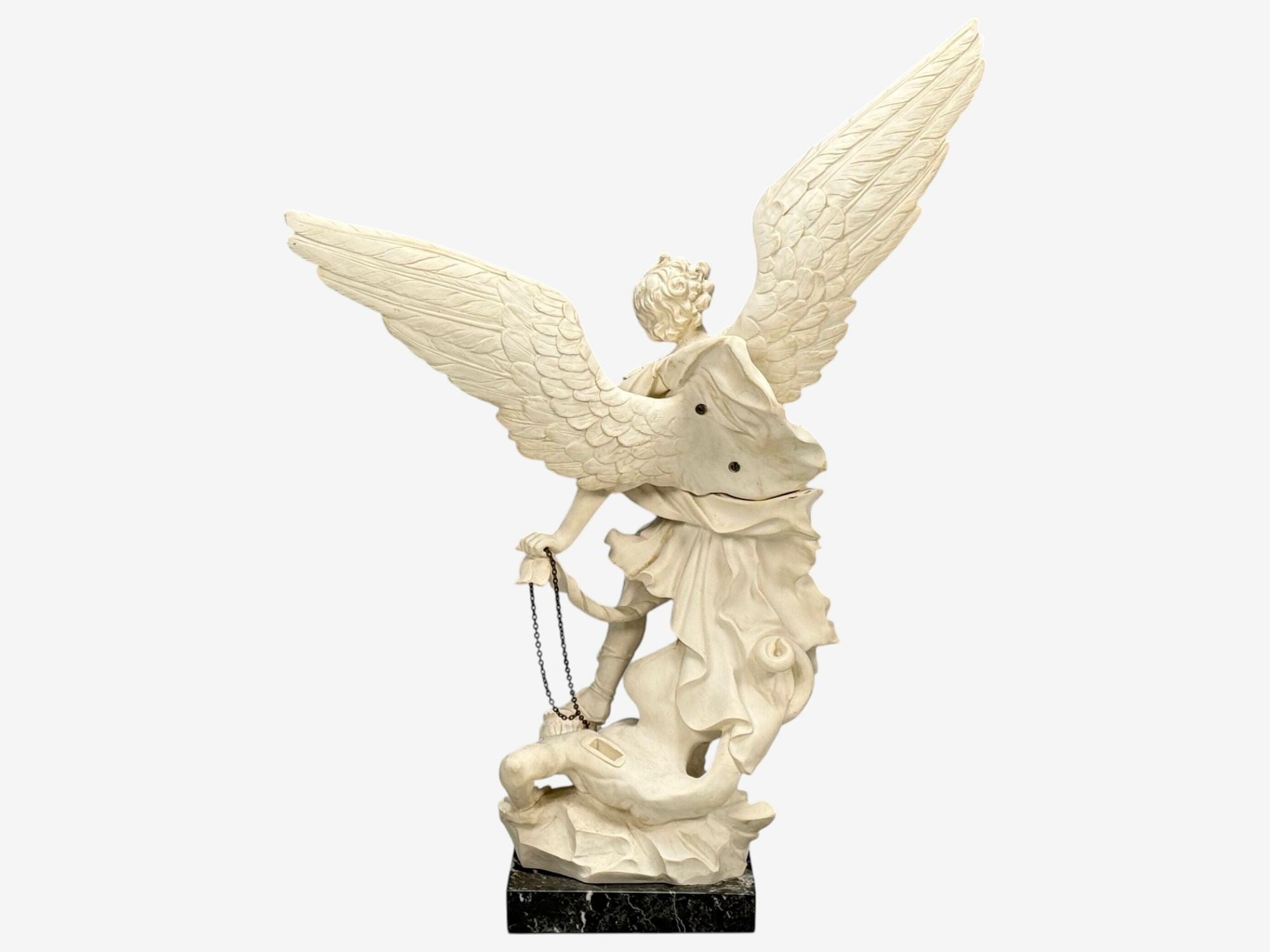 Statue of Saint Michael the Archangel, Composite, Marble Base, Italy, 20th c.