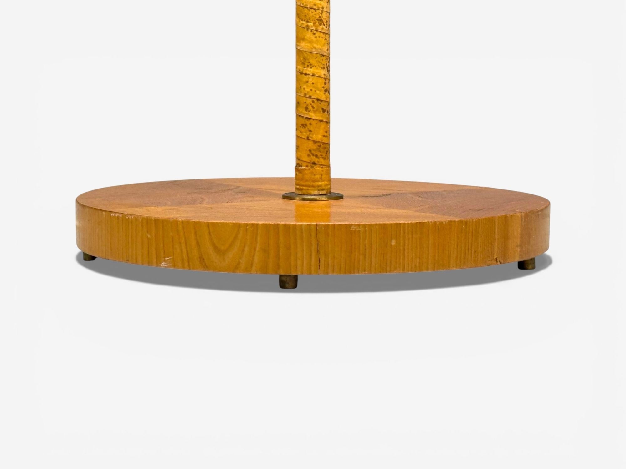 Corona Belysning, Floor Lamp, Wood, Brass, Fabric, Sweden, 1940s
