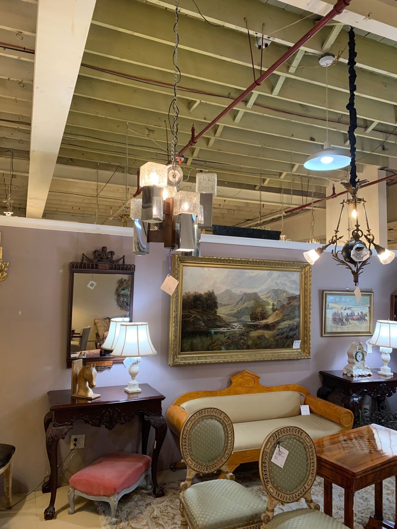 Art Deco Style Glass and Burl Wood Chandelier with 12 Lights and 2 Tier