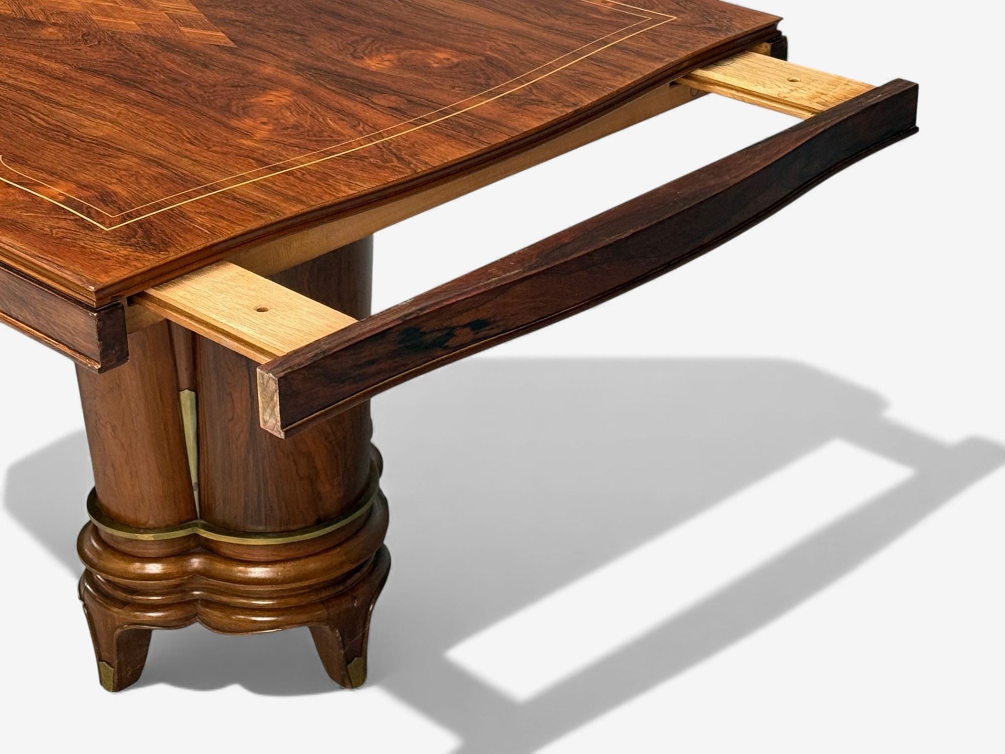 Jules Leleu, French Art Deco, Rosewood, Abalone, Rare Dining Table, France, 1930s