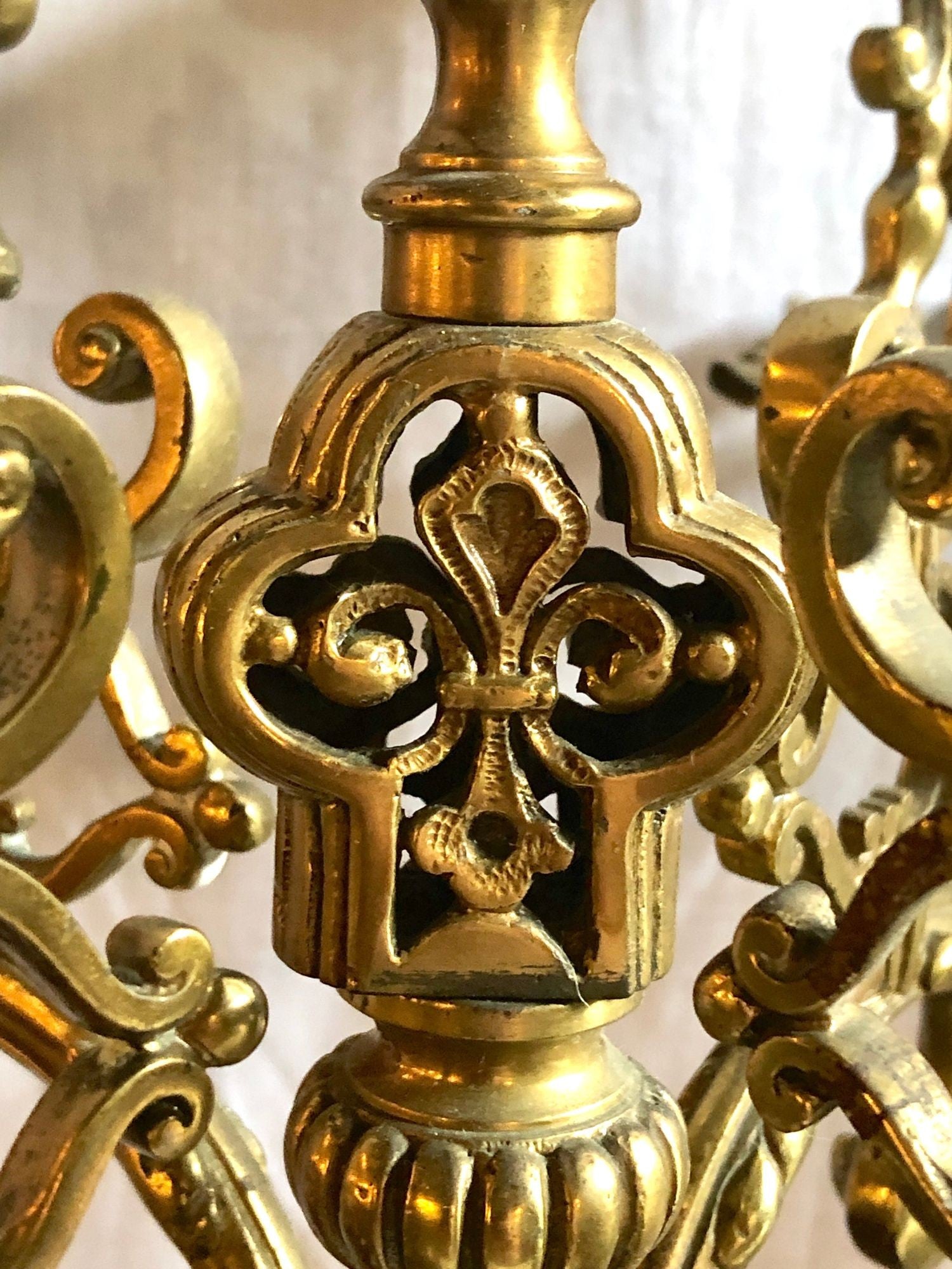 19th Century Gothic Style J.E. Caldwell Gilt Bronze Clock Garniture Set