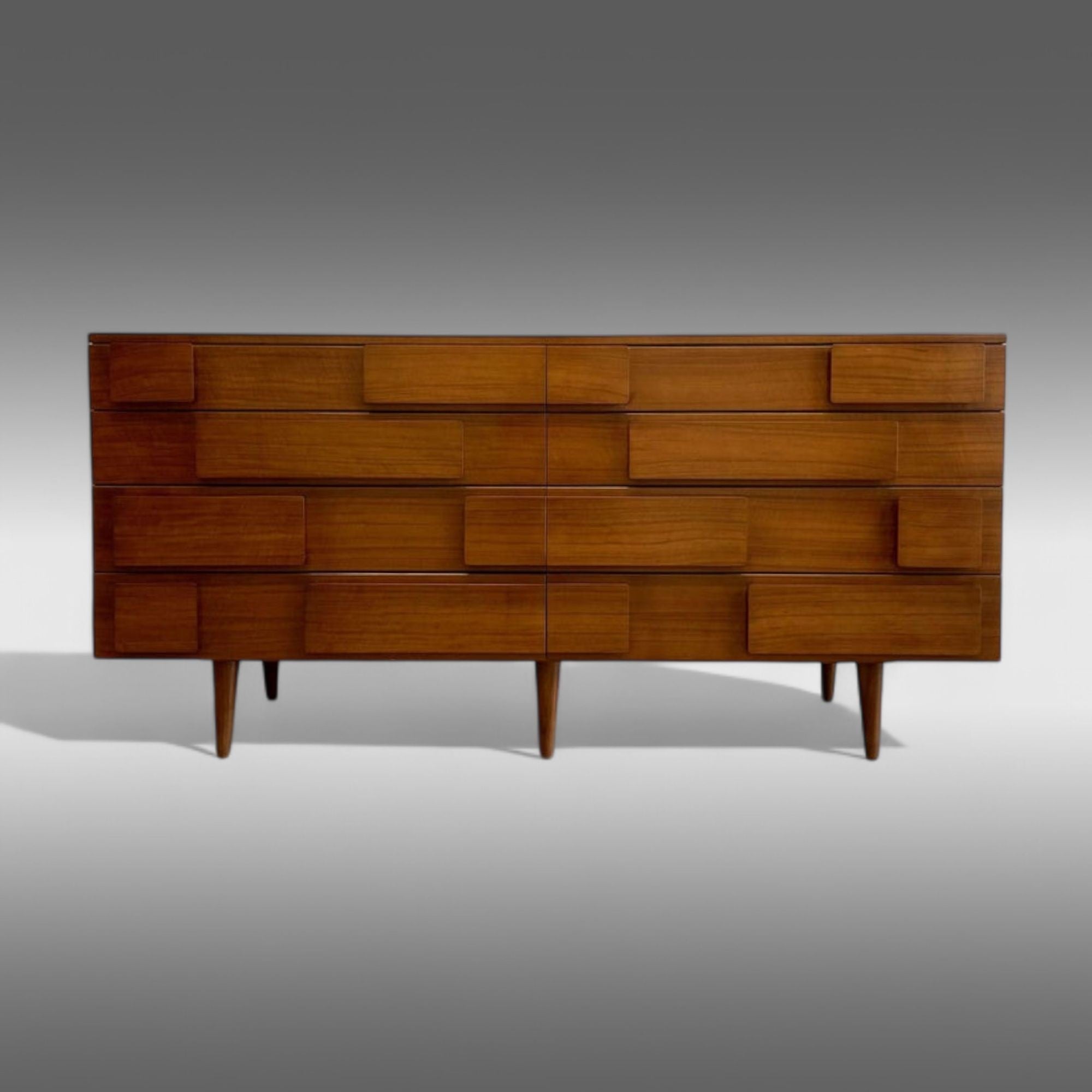 Gio Ponti, Singer & Sons, Italian Mid-Century Modern, Sculptural Dresser, Walnut