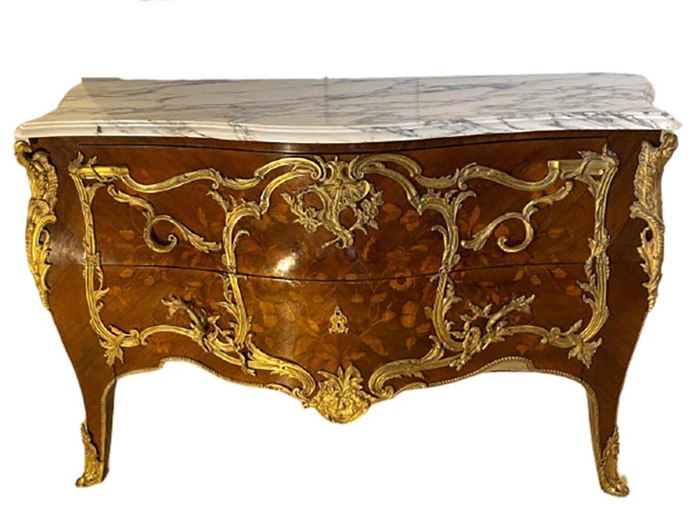Pair 19th Century King and Queen Compatible Marble-Top Commodes or Chest