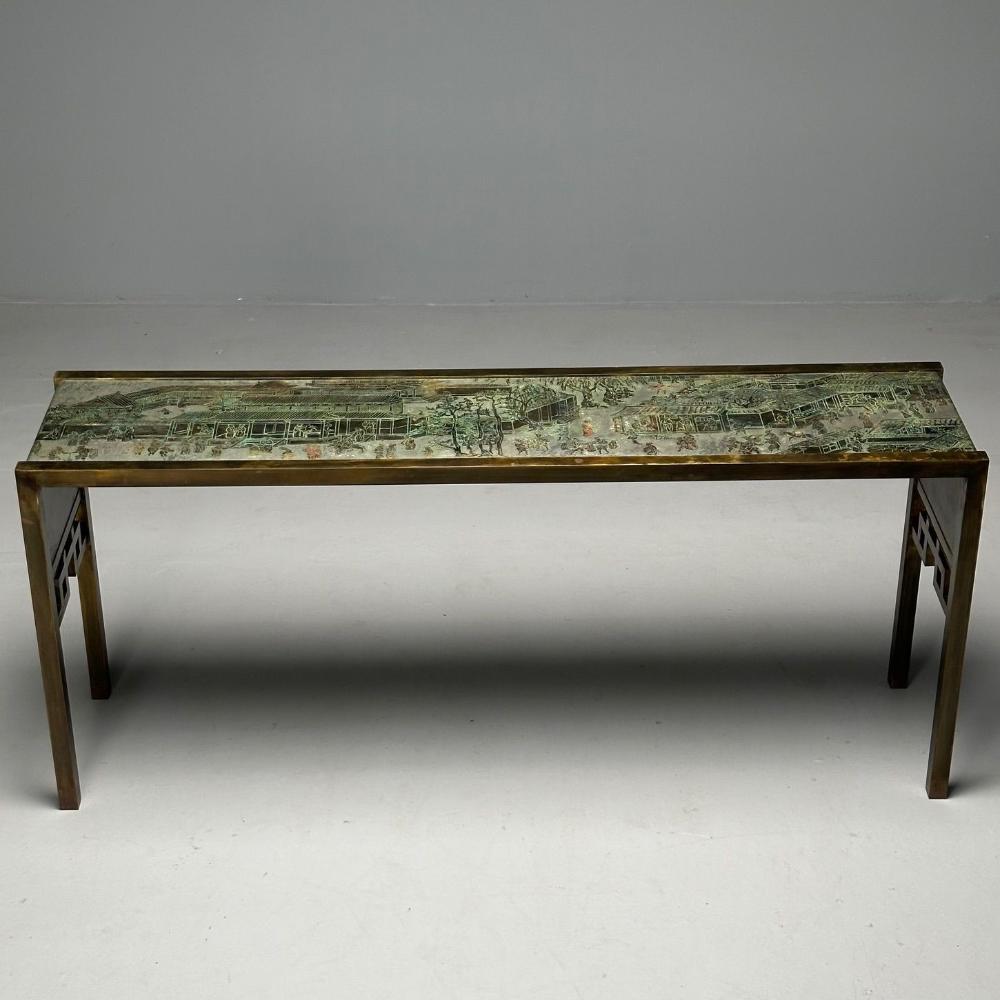 Philip & Kelvin LaVerne, Bronze, Large Spring Festival Console Table, 1960s