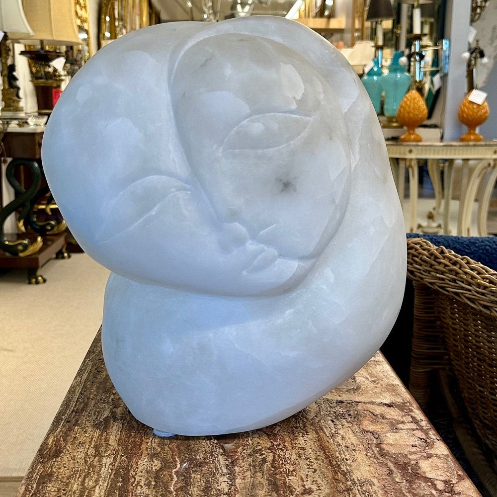 Contemporary Figural Marble Bust Depicting Heart Shaped Face Signed Forma