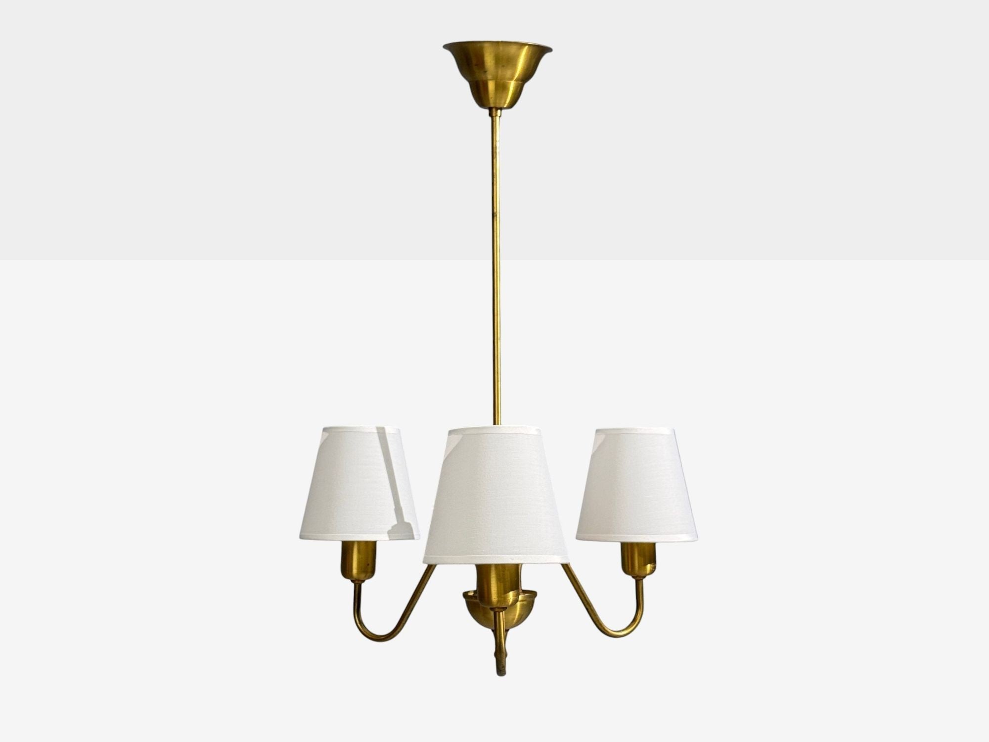Swedish Modern, Pendant Light, Brass, Wood, Sweden, 1940s