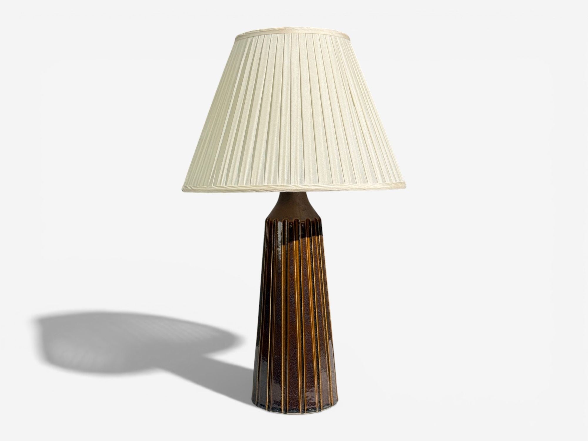 Bruno Karlsson, Large Table Lamp, Brown Stoneware, Sweden, 1960s