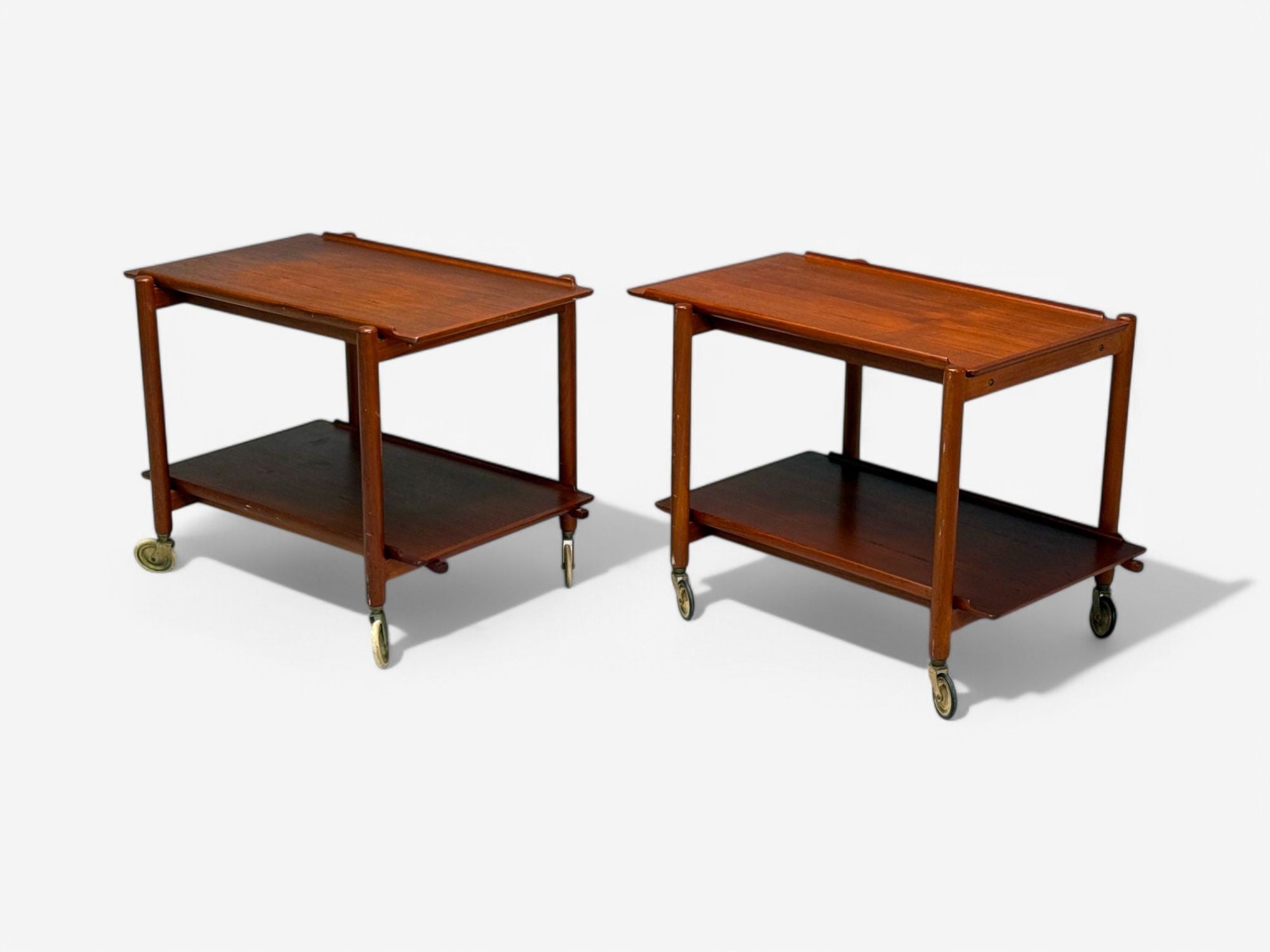 Poul Hundevad, Danish Modern, Teak, Expandable Bar Carts, Denmark, 1950s