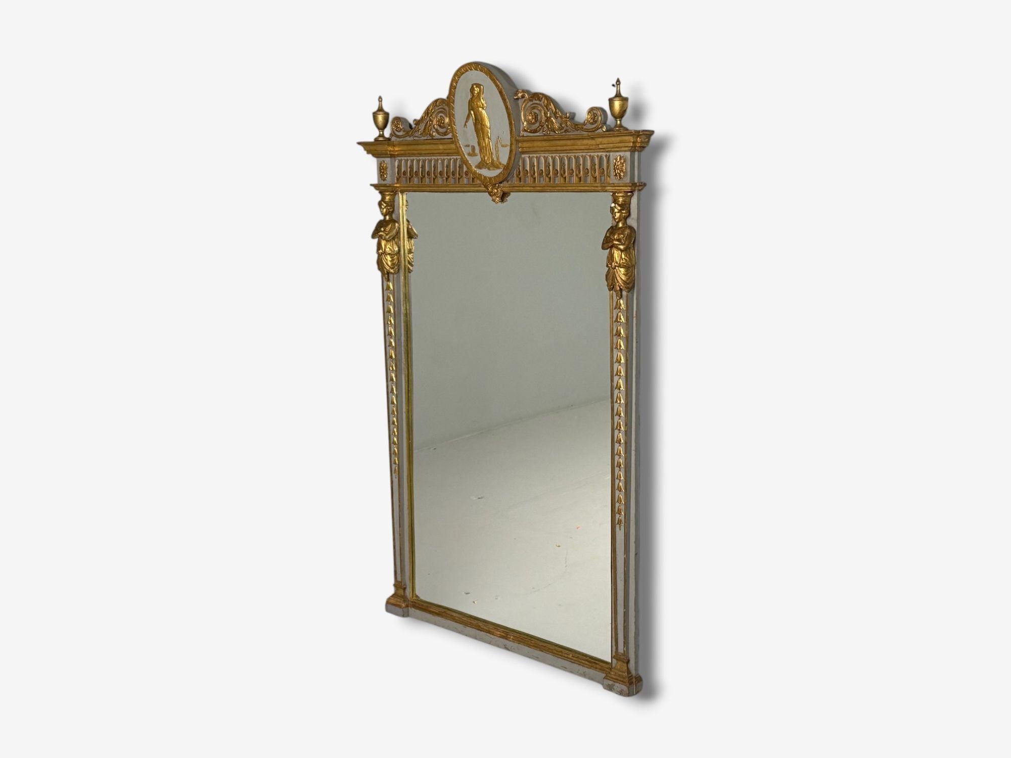 Swedish Paint Decorated, Parcel-Gilt, Large Wall Mirror, France, 19th c.
