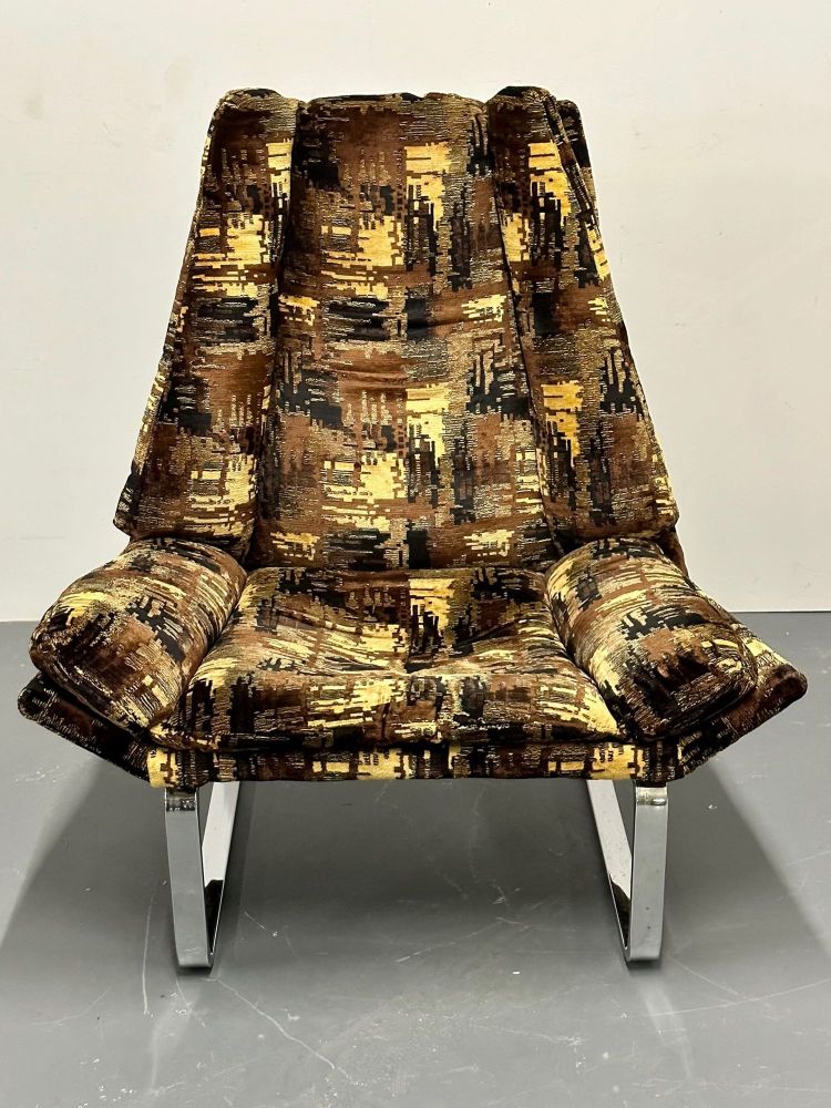 Mid-Century Modern Lounge Chair, Adrian Pearsall Style, American, Chrome, 1950s