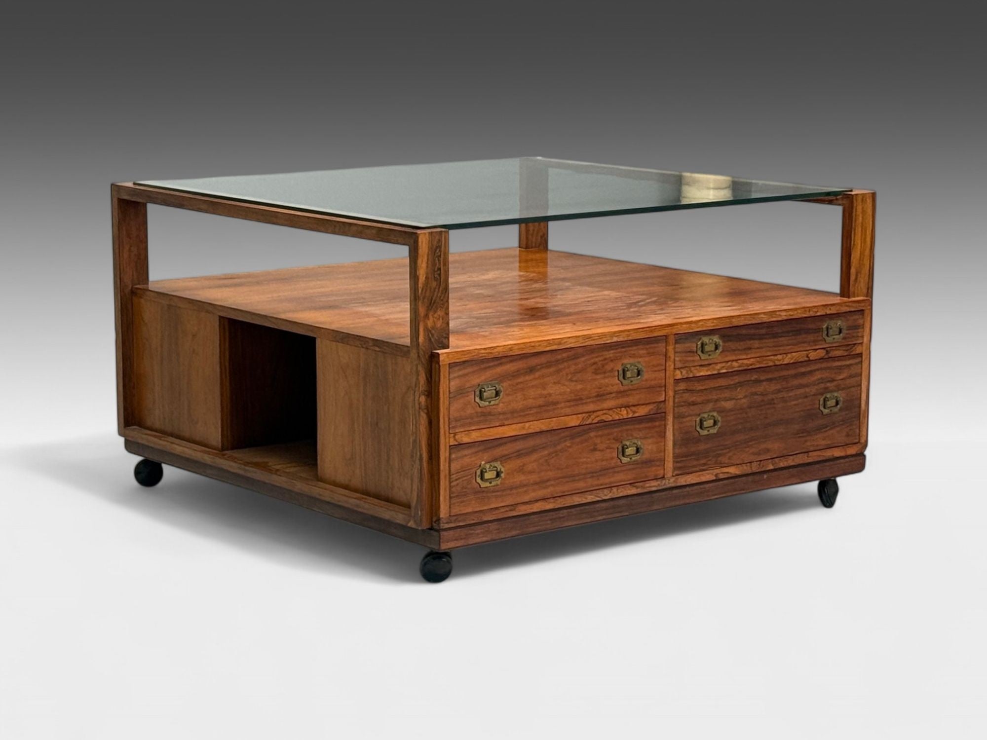 Henning Korch, Danish Modern, Rosewood, Rolling Coffee Table, Denmark, 1960s