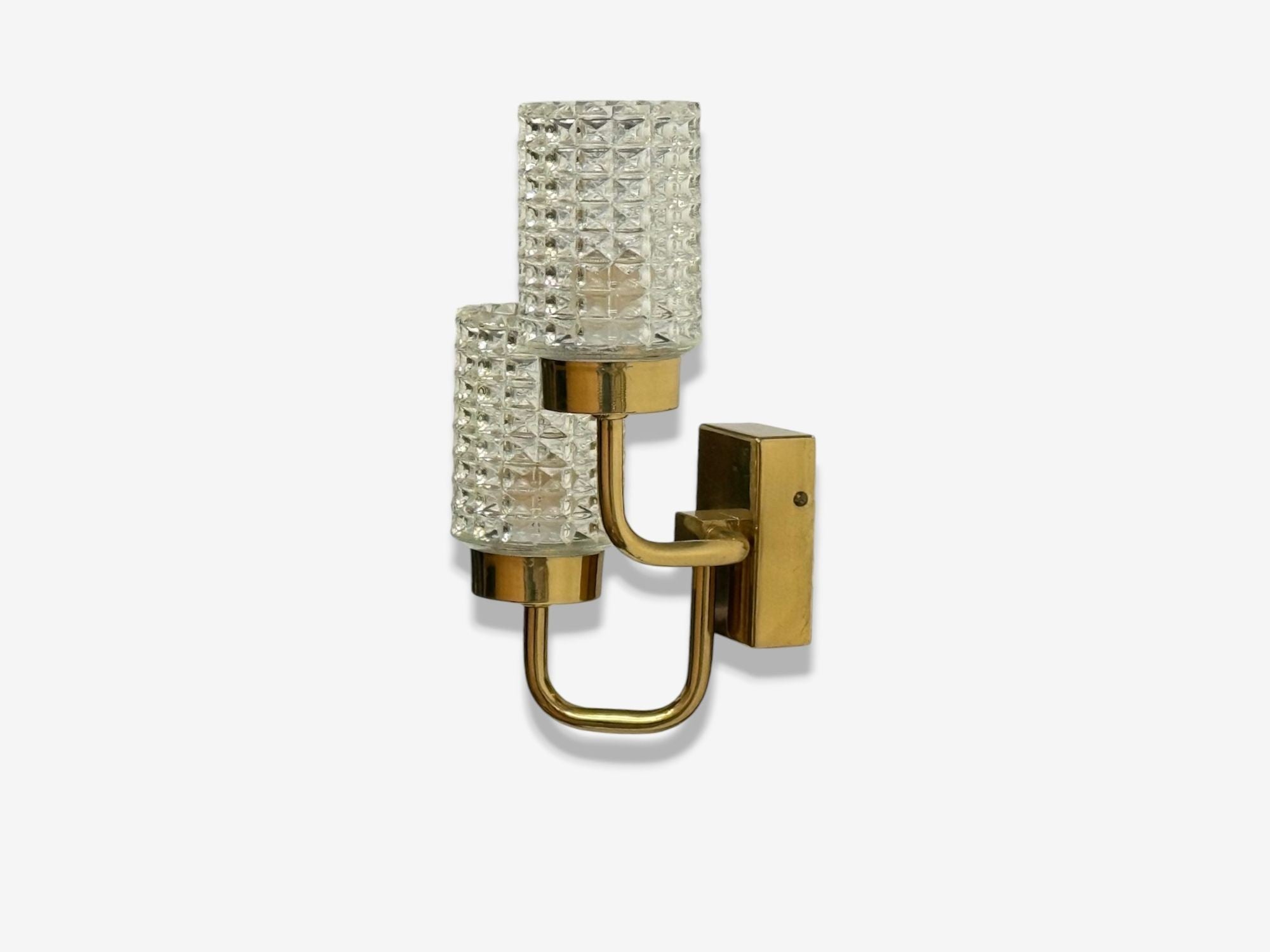 Malmö Metallvarufabrik, Glass, Patinated Brass, Wall Sconces, Sweden, 1960s