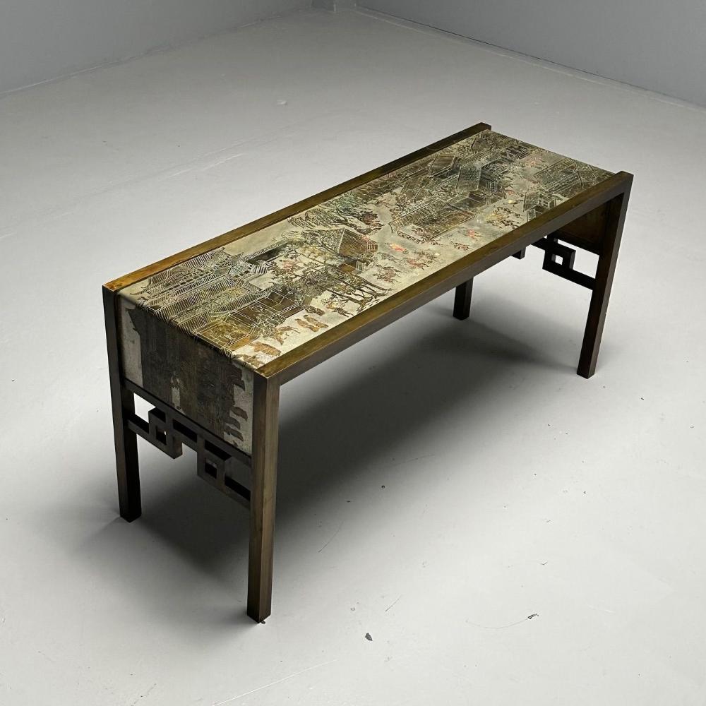 Philip & Kelvin LaVerne Mid-Century Modern Spring Festival Console Table, Bronze