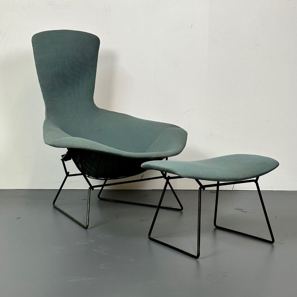 Vintage Harry Bertoia for Knoll Bird Lounge Chair with Ottoman, Labeled, 1960s