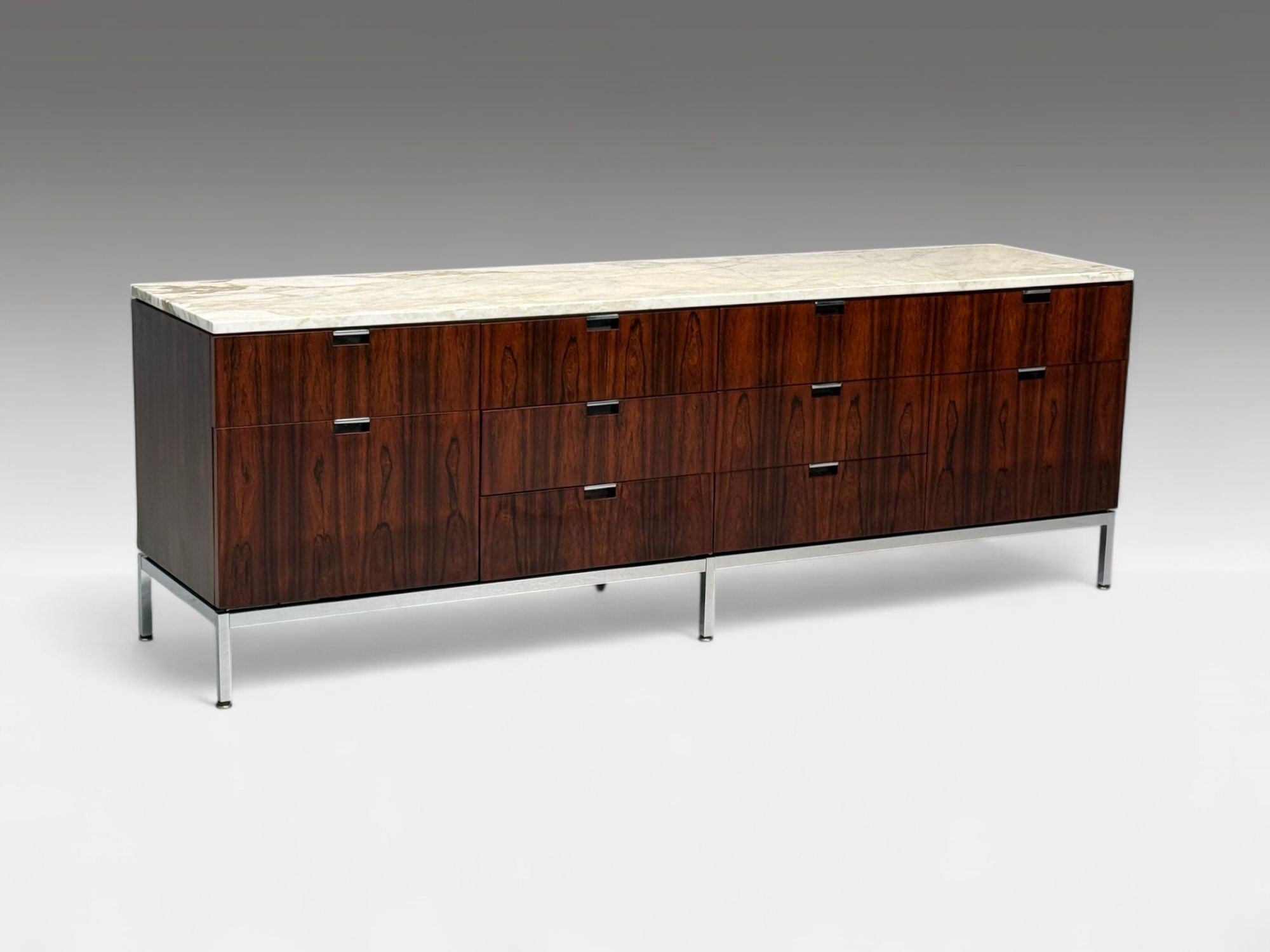 Florence Knoll, Rosewood, Chrome, Marble, Sideboard, USA, 1960s