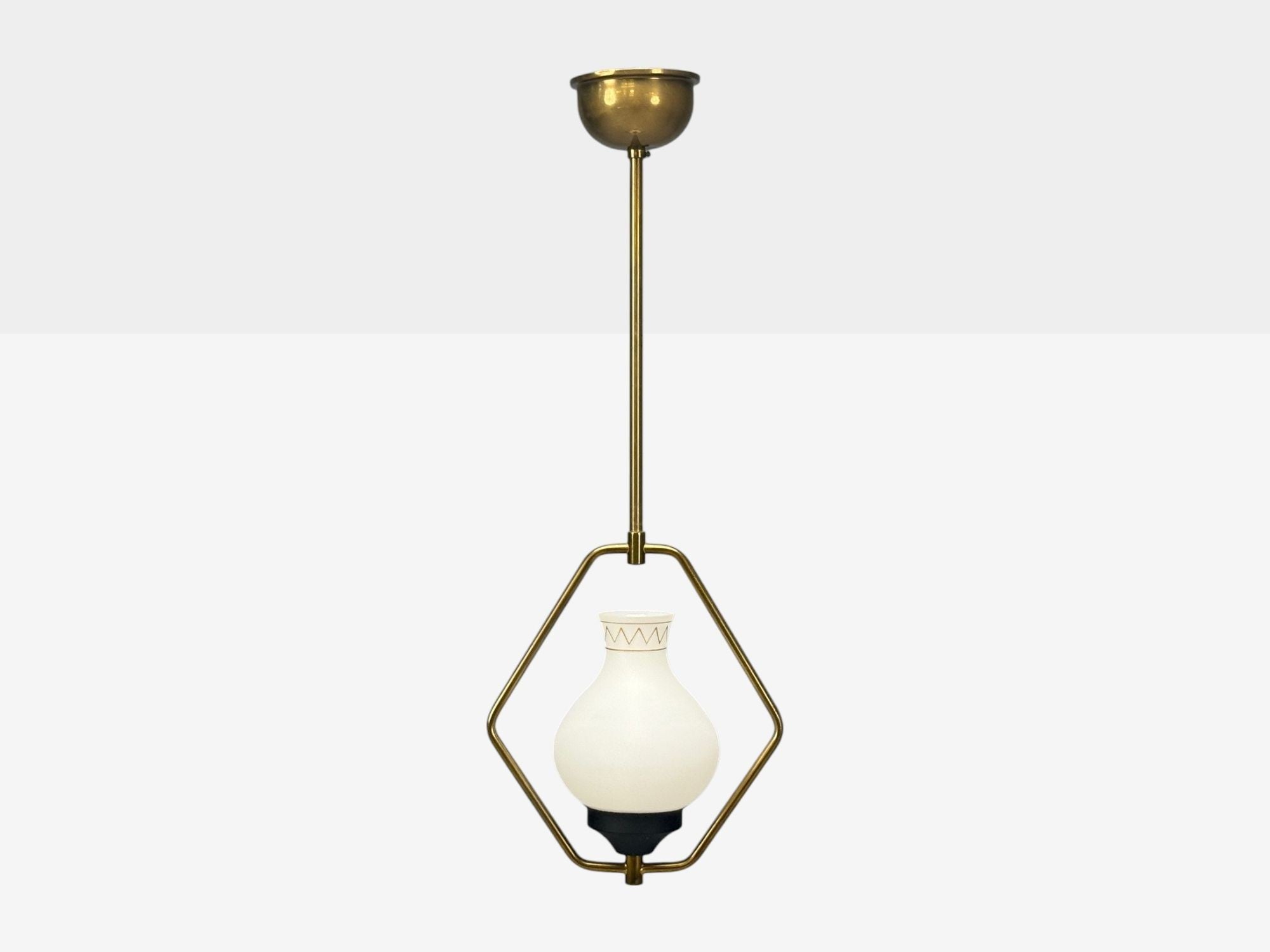 Danish Modern, Brass, Glass, Pendant Light, Denmark, 1960s