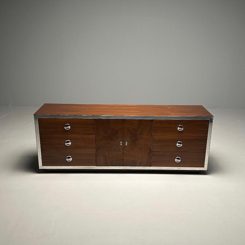 Mid-Century Modern Dresser / Sideboard by Milo Baughman, Chrome, Walnut