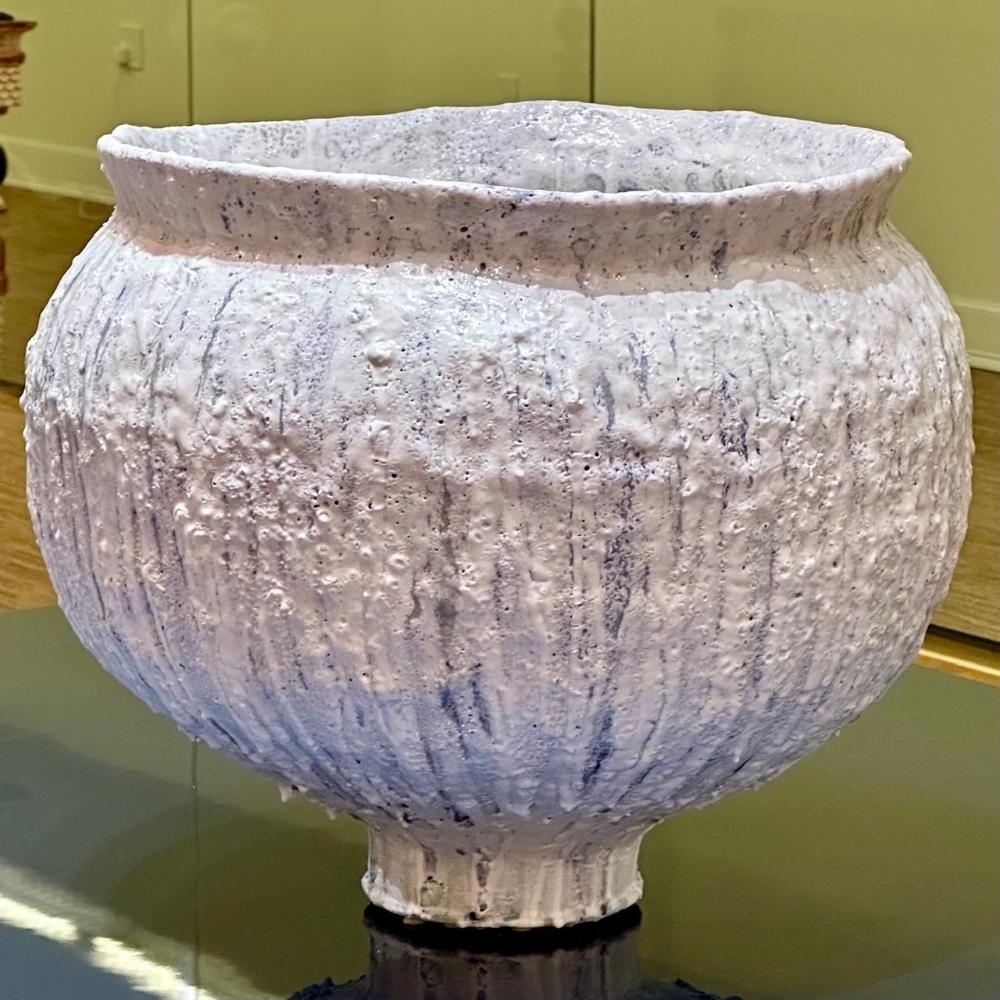 Jon Tierney, Contemporary, Large Modern Moon Jar, Glazed Ceramic, White and Blue