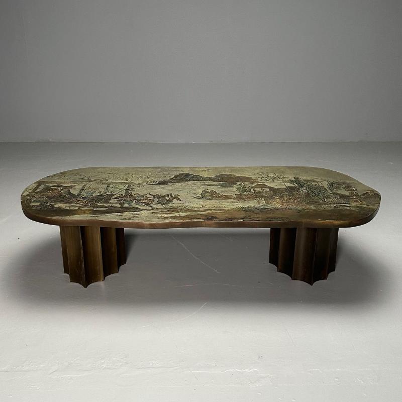 Philip and Kelvin LaVerne, Mid-Century, T'ang Marriage Coffee Table, Bronze