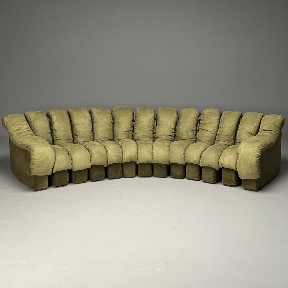 De Sede, Mid-Century Modern, DS-600 Non Stop Sectional Sofa, Green Fabric